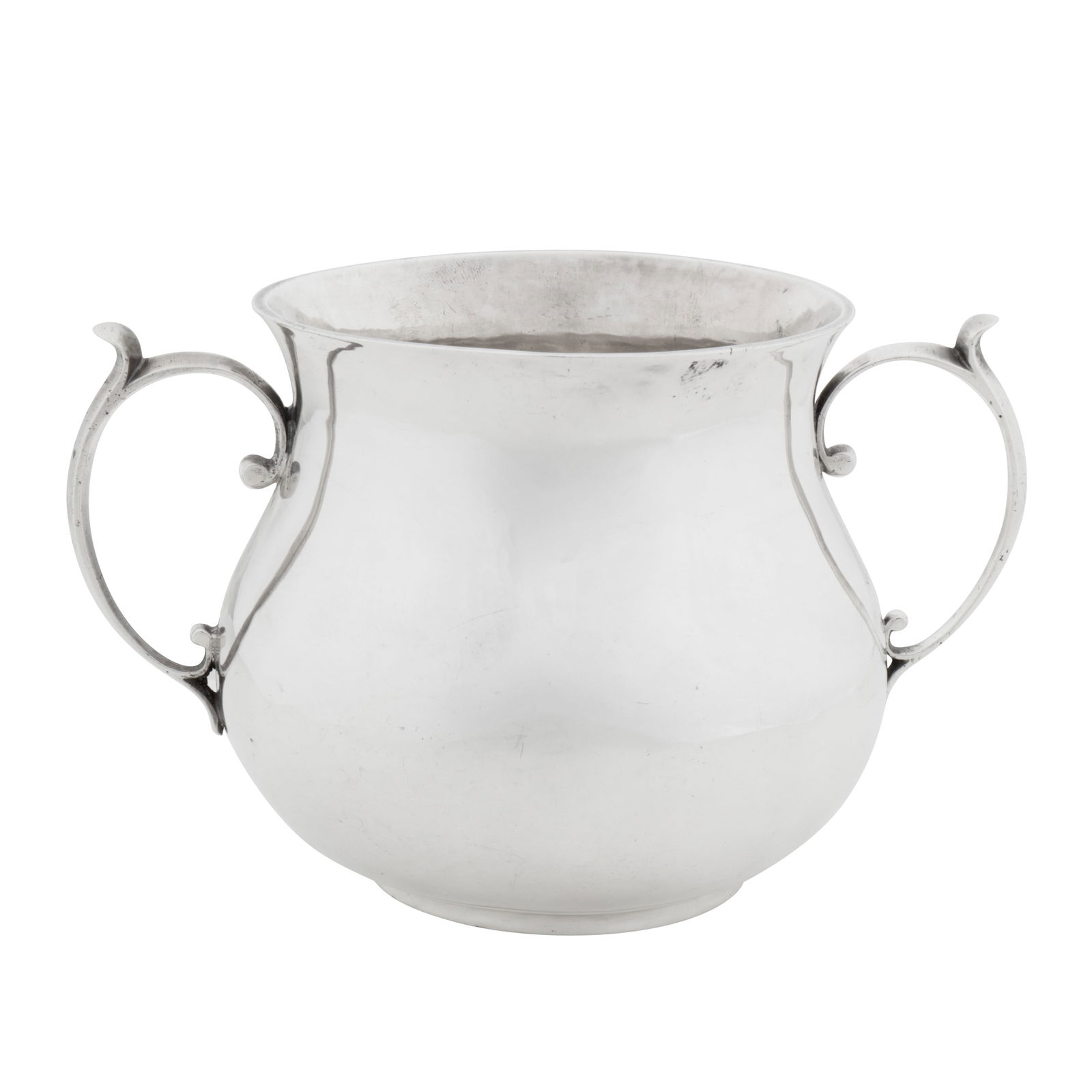 London 1677 by GB in a shaped punch A Charles II sterling silver twin handled porringer (1 of 1)
