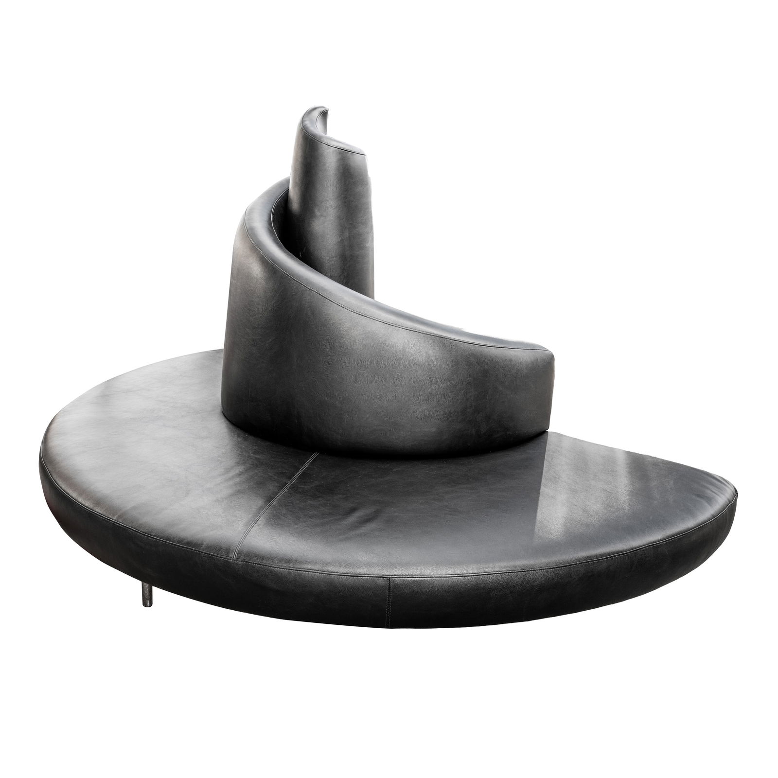 Roberto Semprini & Mario Canzanzi for Edra, Italy A 'Tatlin' sofa: Roberto Semprini & Mario Canzanzi for Edra, Italy A 'Tatlin' sofa Designed in 1989Laminated wood, metal, moulded steel spiral, polyurethane upholstery134 cm high x 210cm diameter