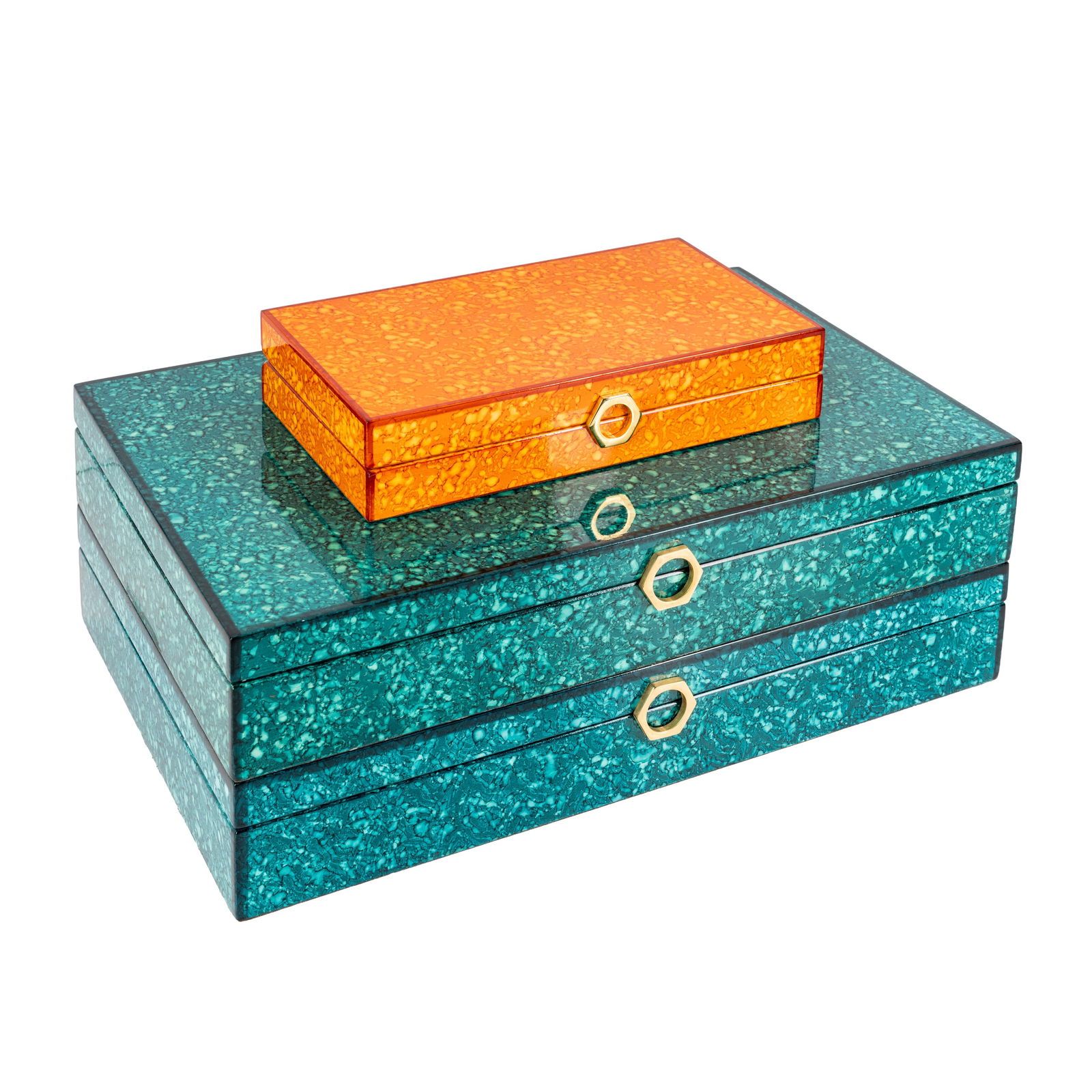 Jonathan Adler, American Two 'Toulouse' turquoise Valet Boxes and a 'Toulouse' orange desk set - 3