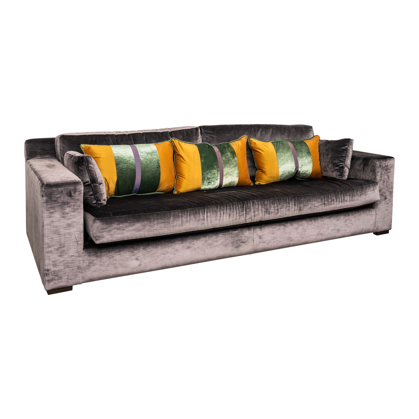 Jacinto Usan, Spain Three-seater sofa, with Andrew Martin upholstery: Jacinto Usan, Spain Three-seater sofa, with Andrew Martin upholstery ContemporaryGrey velvet upholstery, ebonised feet68cm high x 235cm wide x 97cm deep