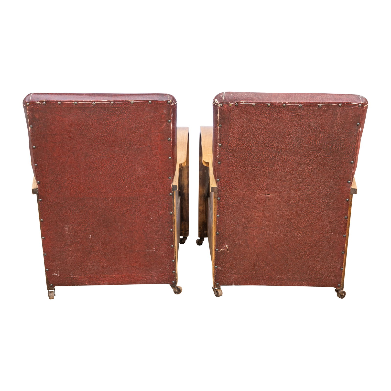 Art Deco, Europe Pair of club armchairs on castors - 3
