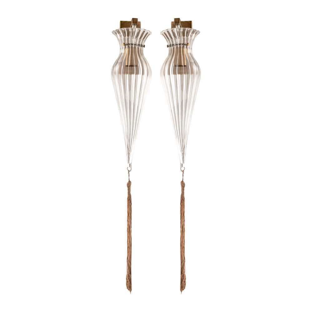 Murano, Italy Pair of teardrop wall lights, contemporary: Murano, Italy Pair of teardrop wall lights, contemporary Glass, brushed steel52cm drop (without tassel)