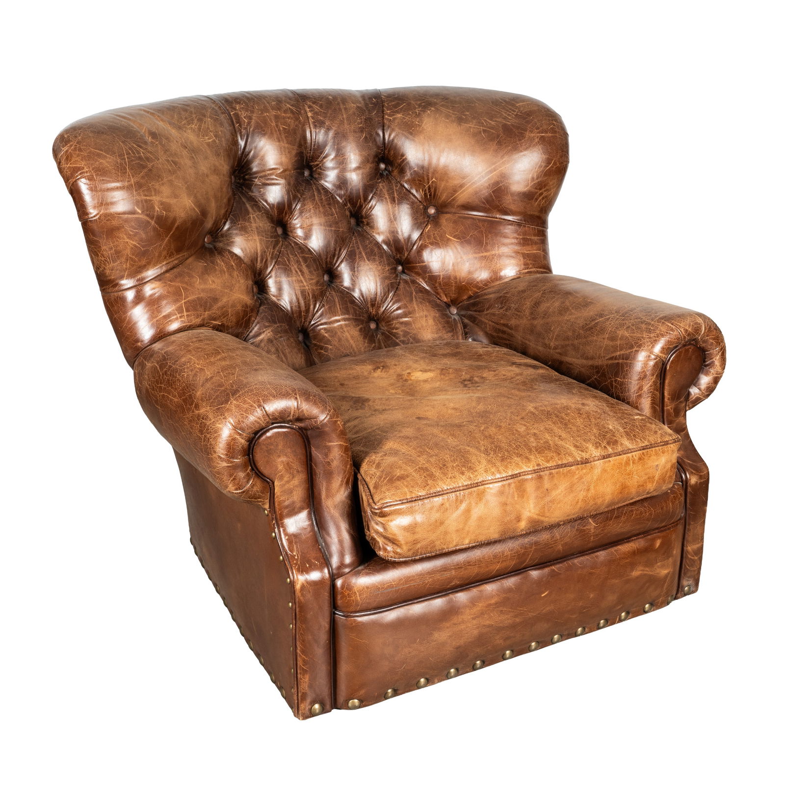 Ralph Lauren Home, America Armchair: Ralph Lauren Home, America Armchair Contemporary Brown leather upholstery Applied Ralph Lauren lable under seat 88cm high x 106cm wide x 118cm deep