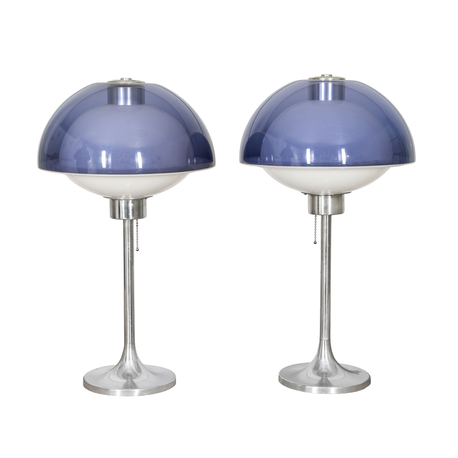 Robert Welch (British 1929-2000) for Lumitron Pair of Table Lamps: Robert Welch (British 1929-2000) for Lumitron Pair of Table Lamps Circa 1969Aluminium, purple perspex55cm high