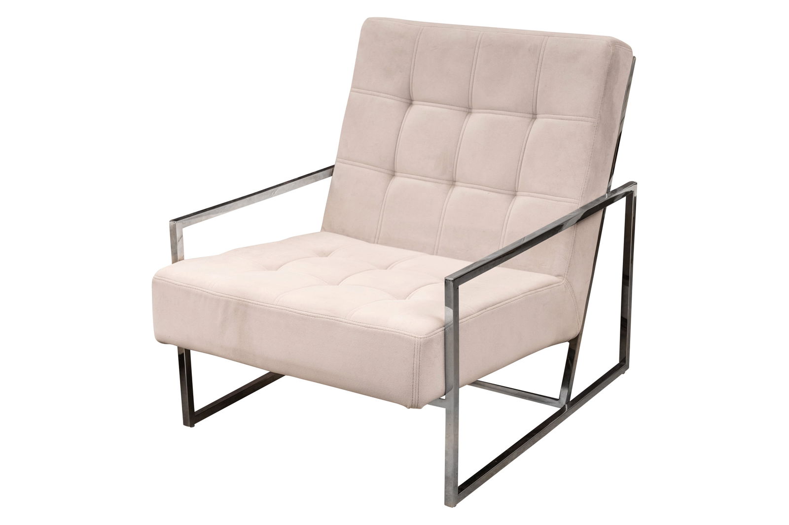 Contemporary, European Armchair, contemporary: Contemporary, European Armchair, contemporary Chrome, beige velvet upholstery Dimensions:80cm high x 71cm wide x 47cm deep
