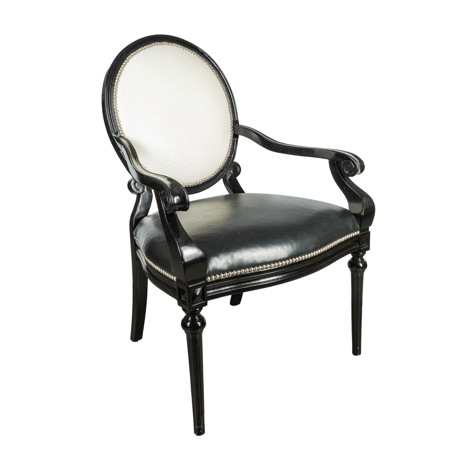Attributed to Ralph Lauren Home, America Armchair: Attributed to Ralph Lauren Home, America Armchair Contemporary Coated wood, leather, faux ostrich leather, metal Unmarked 103cm high x 67cm wide x 60 cm deep 