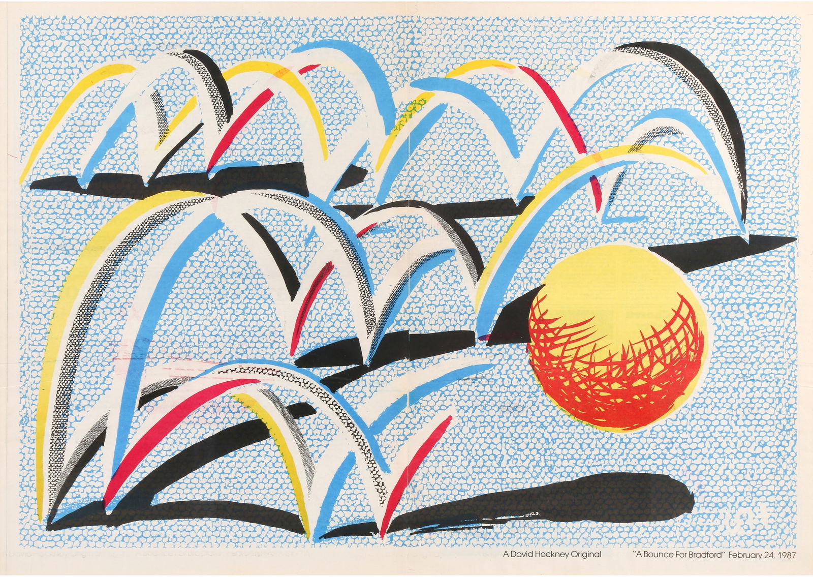 David Hockney O.M. C.H. R.A. (British b.1937) Bounce for Bradford: David Hockney O.M. C.H. R.A. (British b.1937) Bounce for Bradford 1987photolithograph in colours on newspapertitled, dated and inscribed in platepublished by The Telegraph & Argus Newspaperunfram
