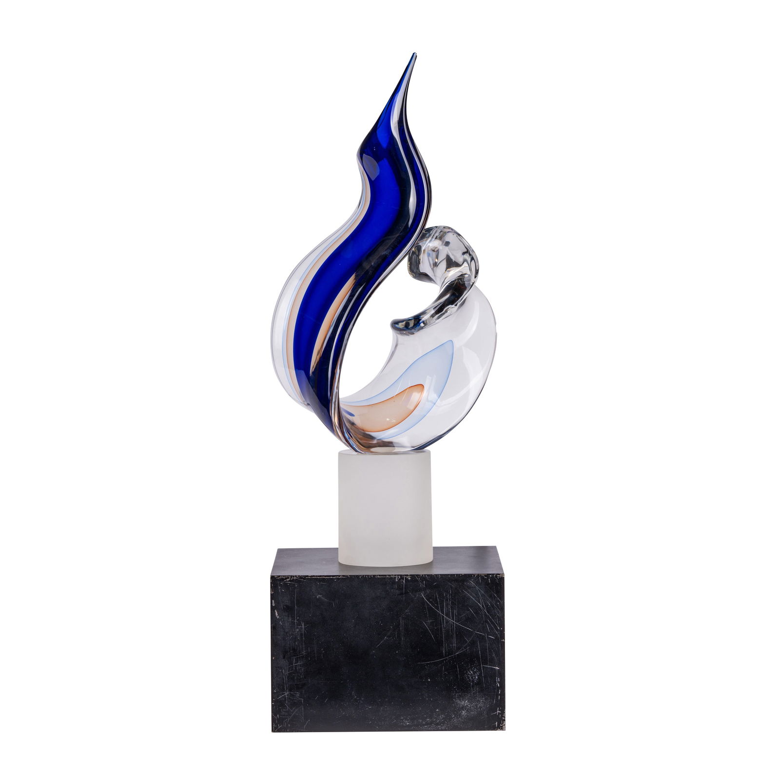 Romano Donà (Italian, b.1956) Murano Glass 'Wave' Sculpture: Romano Donà (Italian, b.1956) Murano Glass 'Wave' Sculpture Late 20th Century Glass Signed Romano Dona, with stand 68cm high x 26cm wide x 19cm deep
