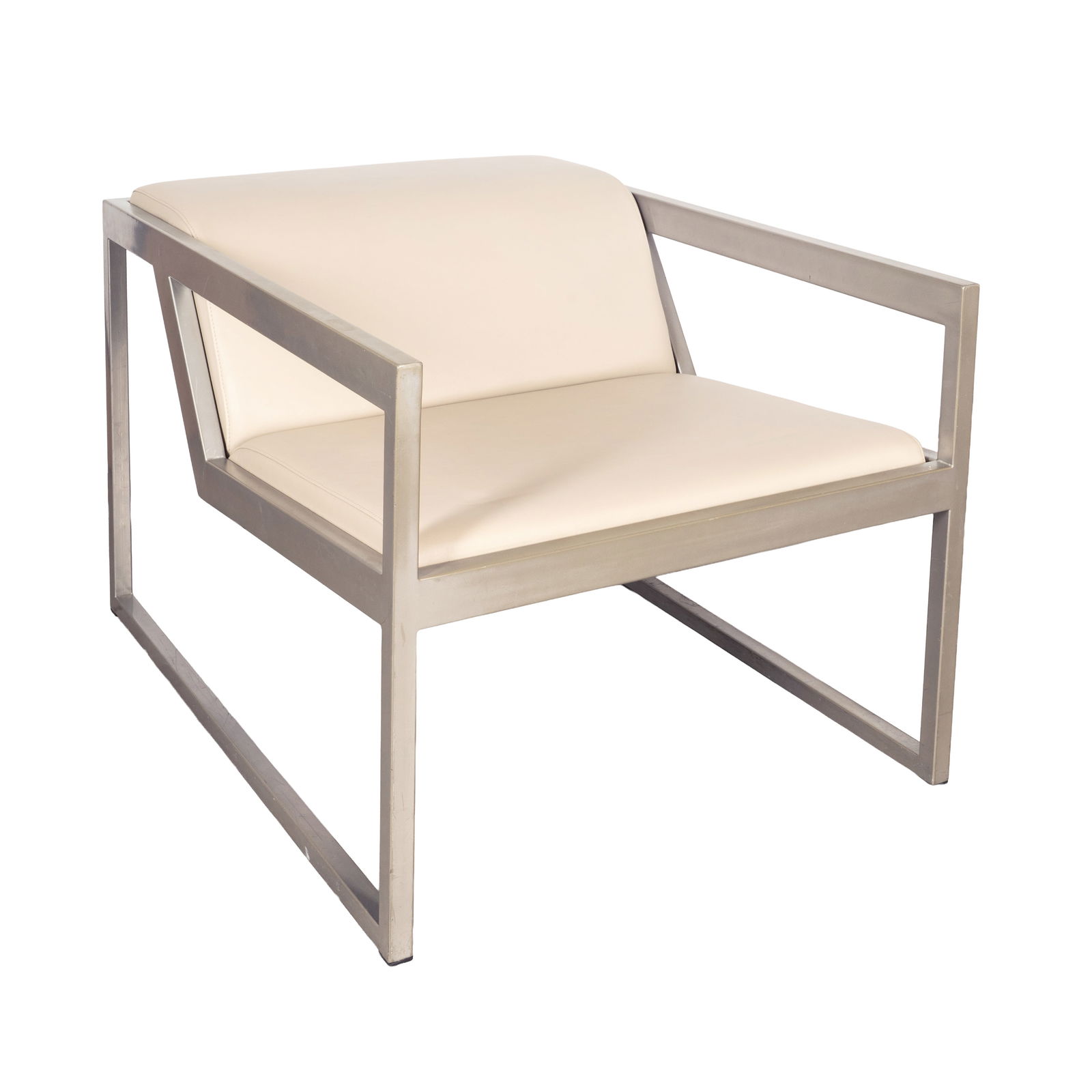 Attributed to OB&B, Britain 'Mila' Armchair: Attributed to OB&B, Britain 'Mila' Armchair Contemporary Coated metal, beige faux leather Unmarked 59cm high x 70cm wide x 90cm deep