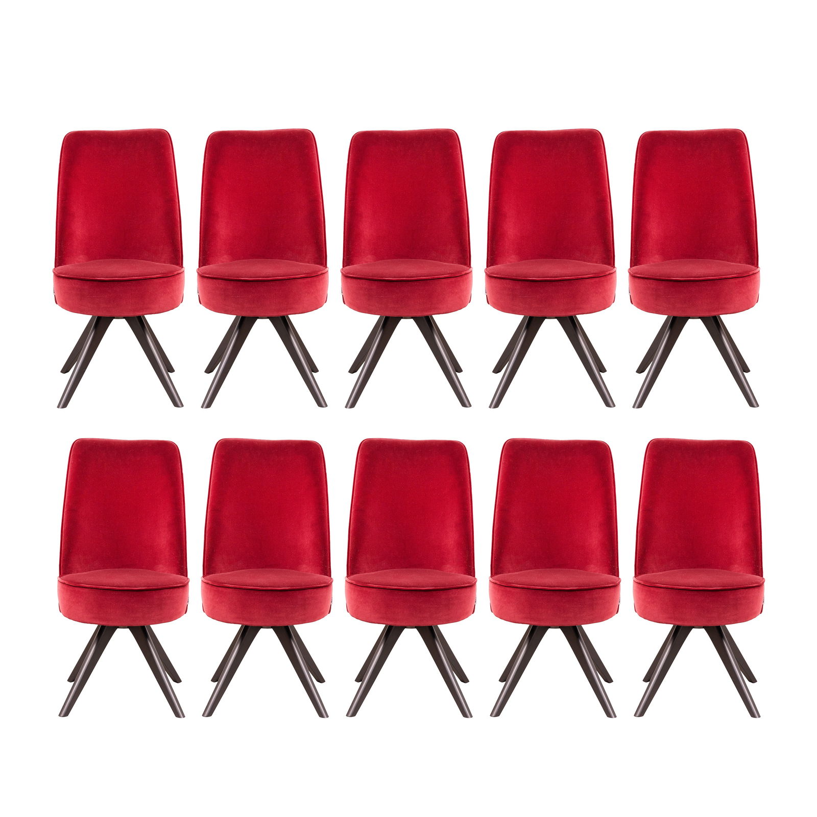 Matthew Thun (Italian b.1952) and Antonio Rodriguez (Spanish, 21st Century) for Driade Ten 'San Marc: Matthew Thun (Italian b.1952) and Antonio Rodriguez (Spanish, 21st Century) for Driade Ten 'San Marco'chairs Designed 2006Velvet upholstery, ebonised woodFabric 'Driade' label to seat90cm high x 60cm