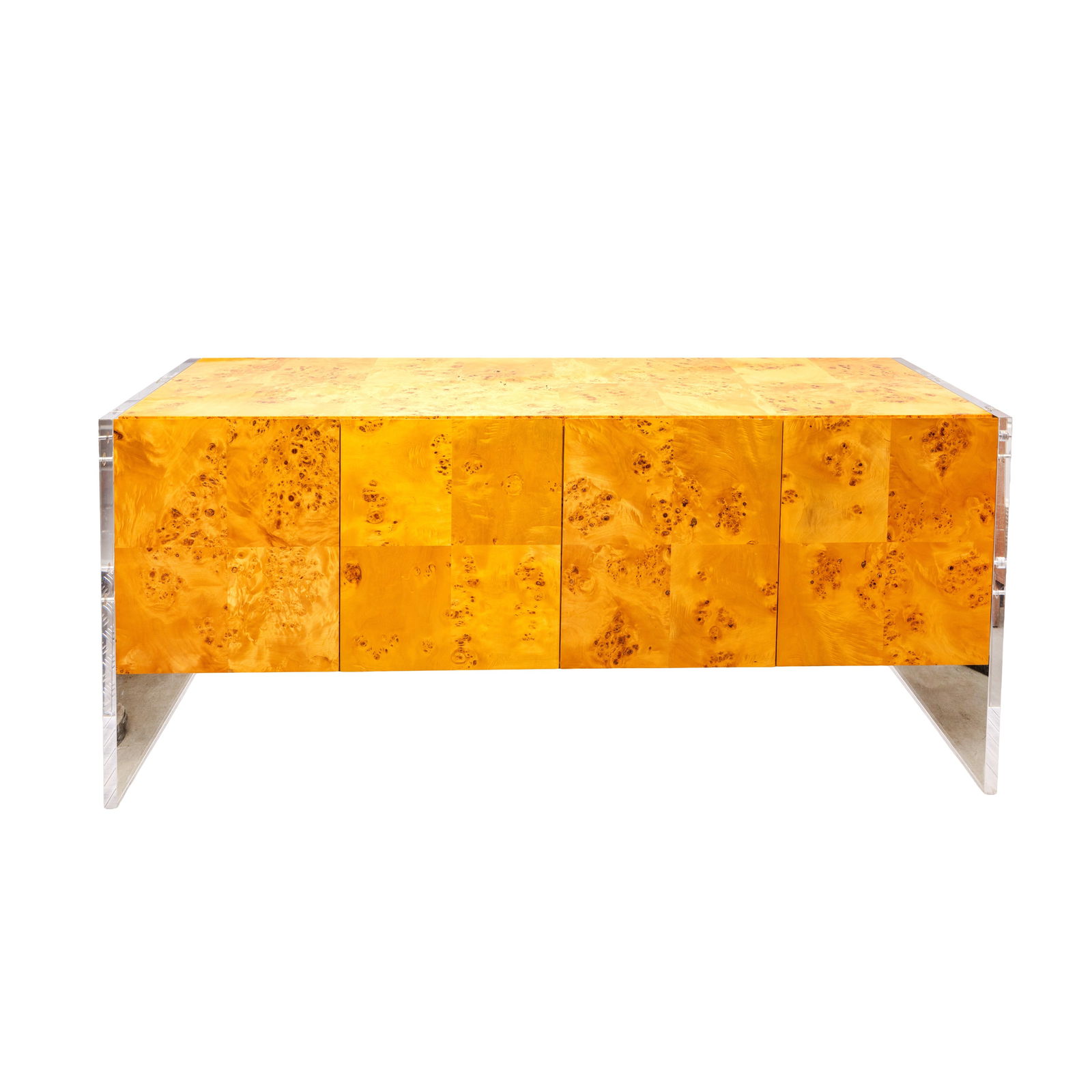 Jonathan Adler, American Sideboard: Jonathan Adler, American Sideboard Contemporary Burr wood veneer, perspex Jonathan Adler plaque to door interior 73cm high x 162cm wide x 46cm deep