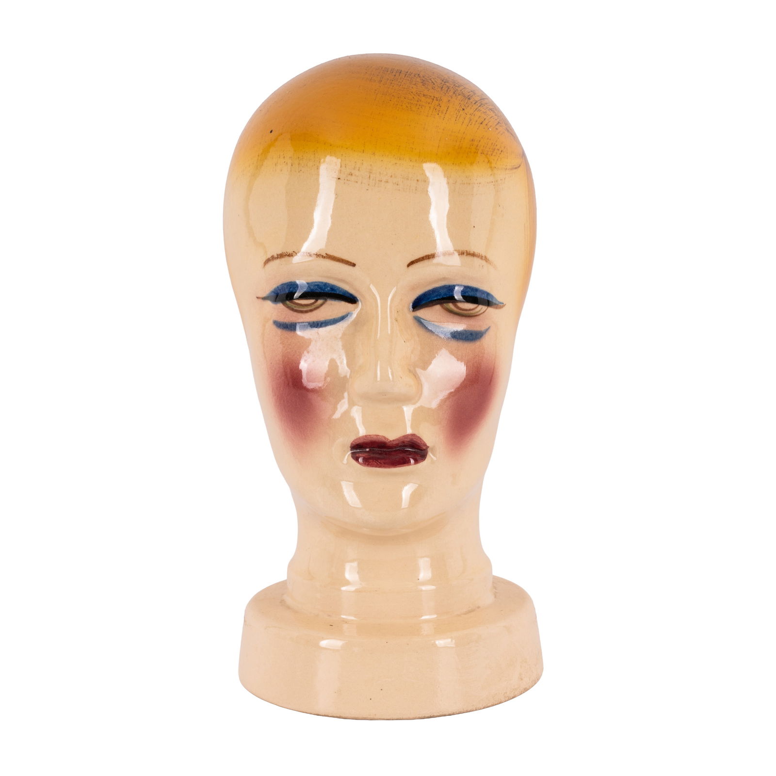 Mid-Century, West German Mannequin Head: Mid-Century, West German Mannequin Head Painted and glazed ceramicIncised 'W Germany' and numbered 701 to underside