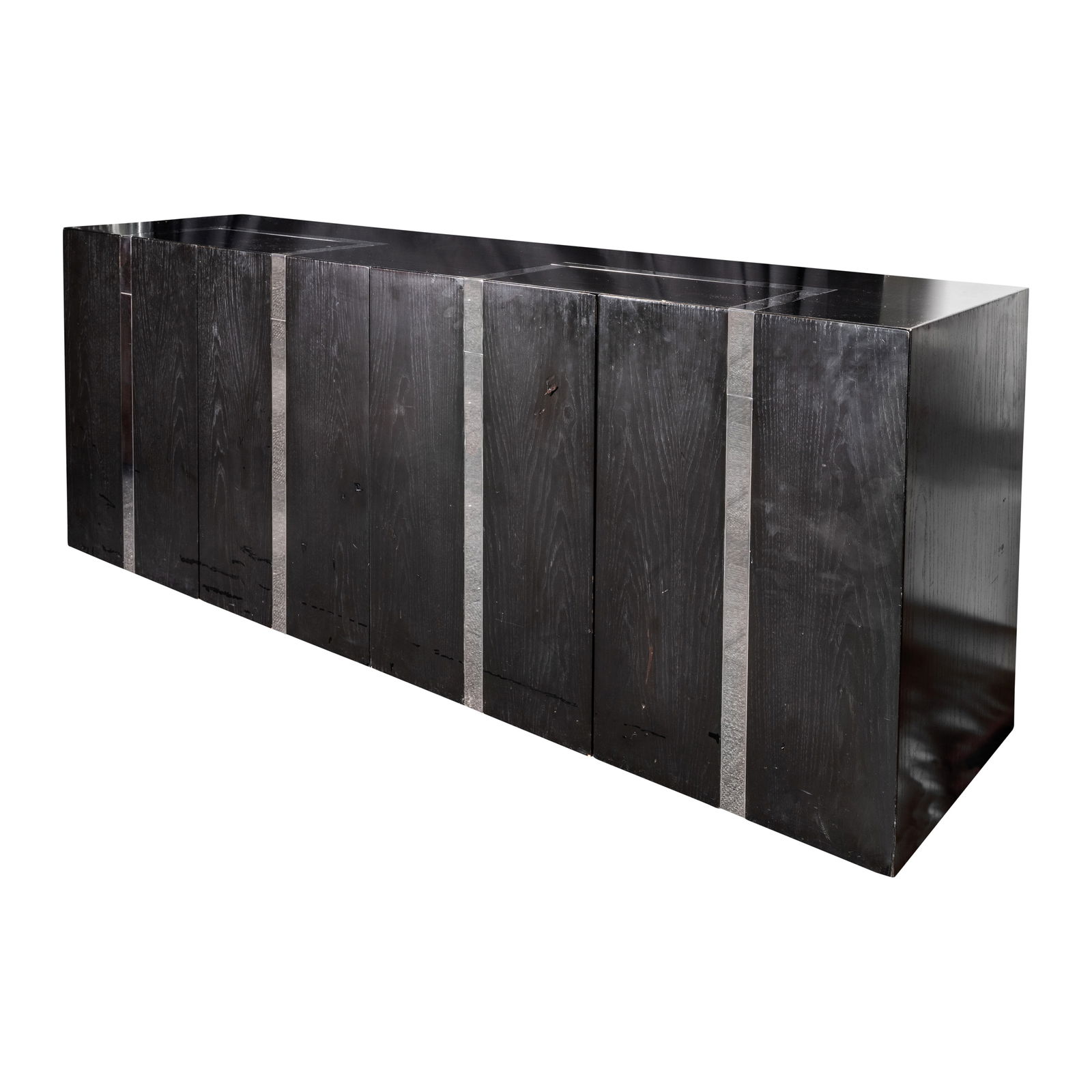 In the Manner of Willy Rizzo (Italian 1928-2013) Sideboard: In the Manner of Willy Rizzo (Italian 1928-2013) Sideboard Circa 1980sEnonised wood, chrome72cm high x 192cm long x 42cm deep