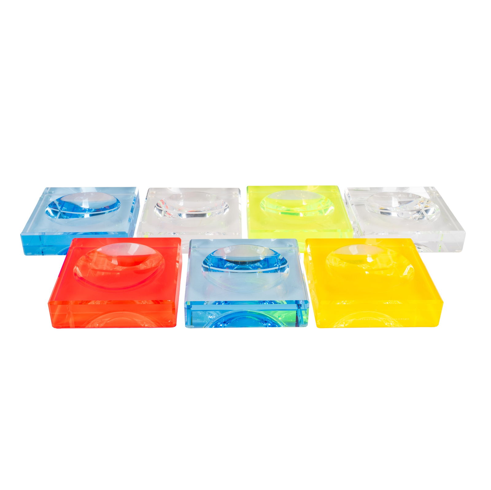 Alexandra Von Furstenberg, American Group of 7 AVF Home Petit 'Candy Bowl's: Alexandra Von Furstenberg, American Group of 7 AVF Home Petit 'Candy Bowl's Contemporary Transparent, red, green, blue and orange acrylic Inscribed 'Alexandra Von Furstenberg' to side 3cm high x
