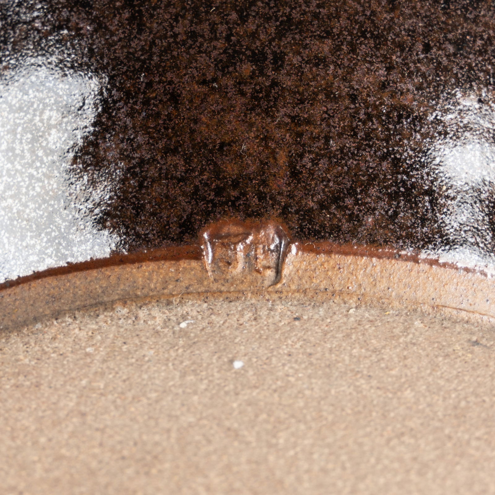 Studio pottery by various makers Three tenmoku glazed teapots with cane handle - 4