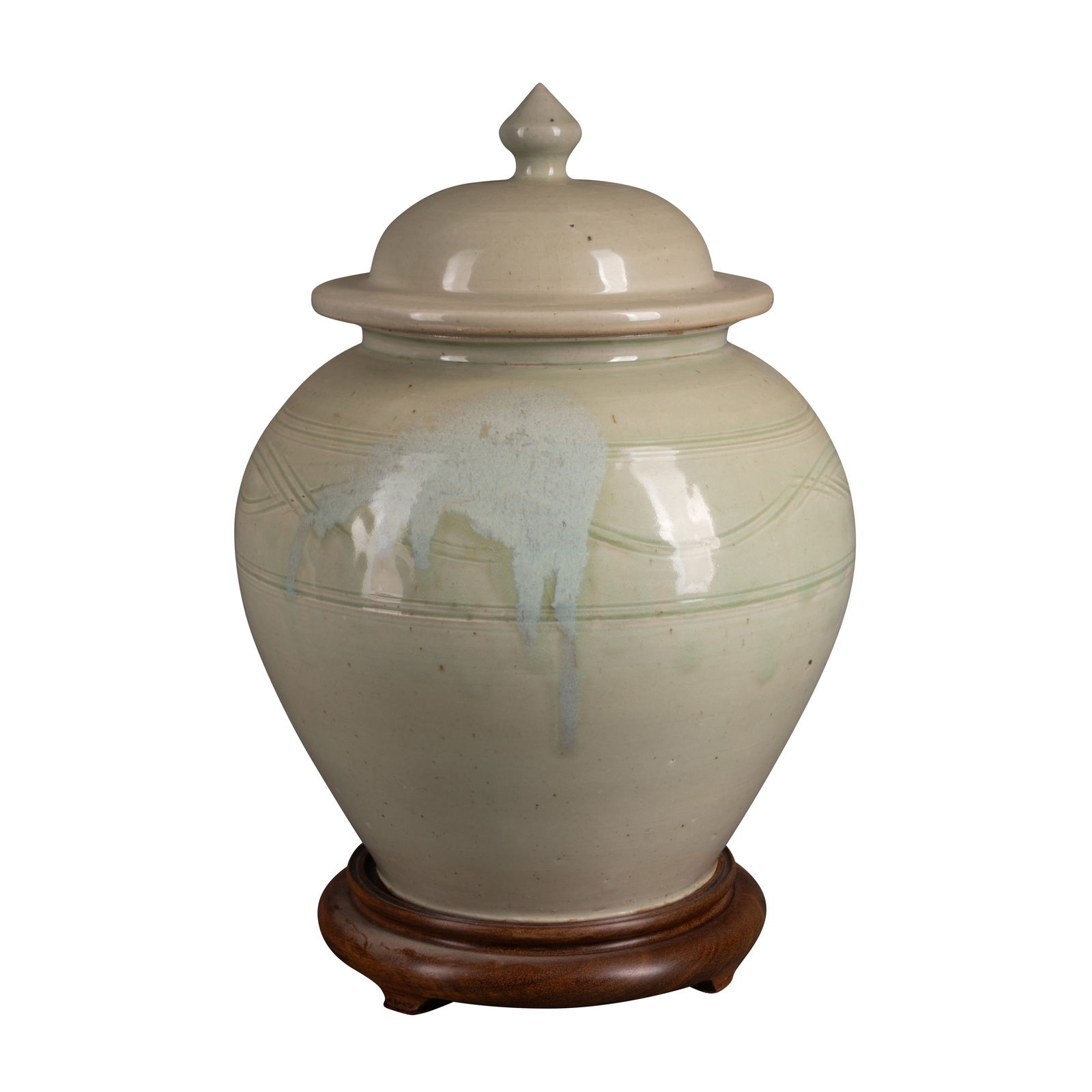 Gotsu Kiln (Japan) Large jar and cover on stand - 2