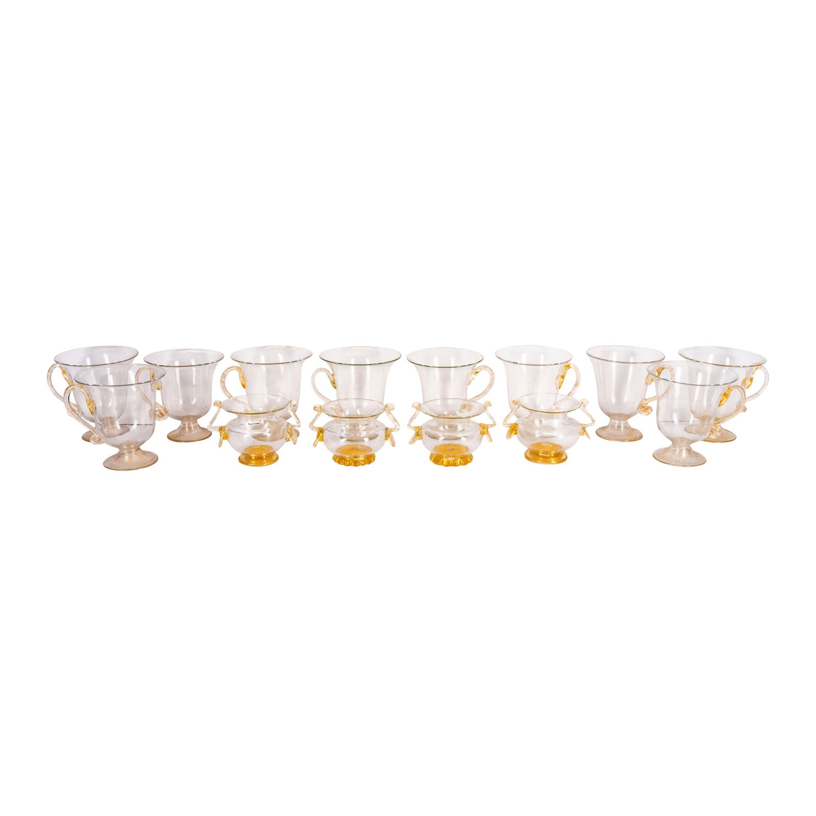 20th Century, Italy Venetian Part tea service: 20th Century, Italy Venetian Part tea service Glass Unmarked To comprise: 10 teacups 4 twin-handled teacups