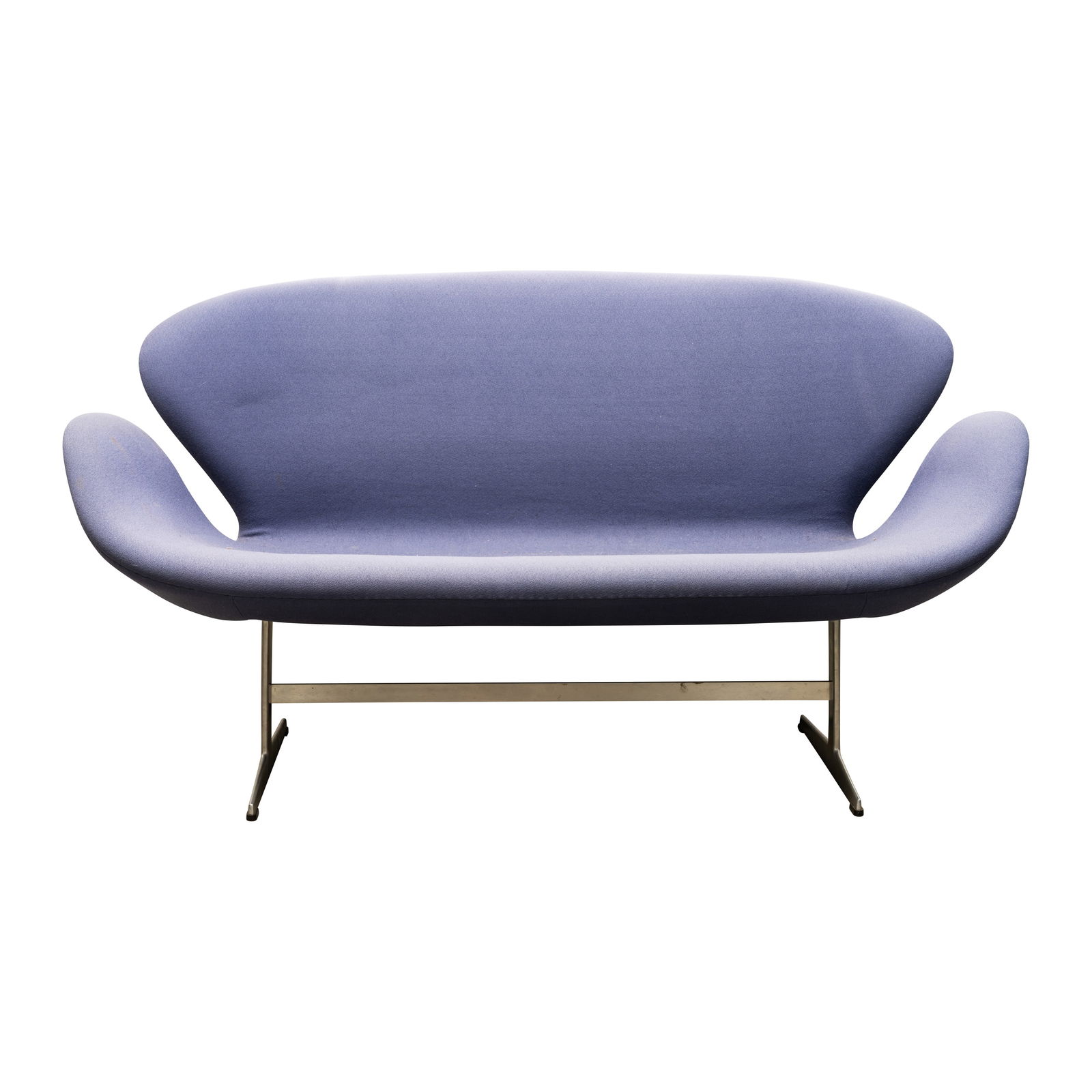 Arne Jacobsen (Danish 1902-1971) 'Swan' Sofa: Arne Jacobsen (Danish 1902-1971) 'Swan' Sofa Originally designed 1958Lilac upholstery, aluminiumApplied Fritz Hansen label and moulded Fritz Hansen mark to underside79cm high x 144cm wide x 74cm deep
