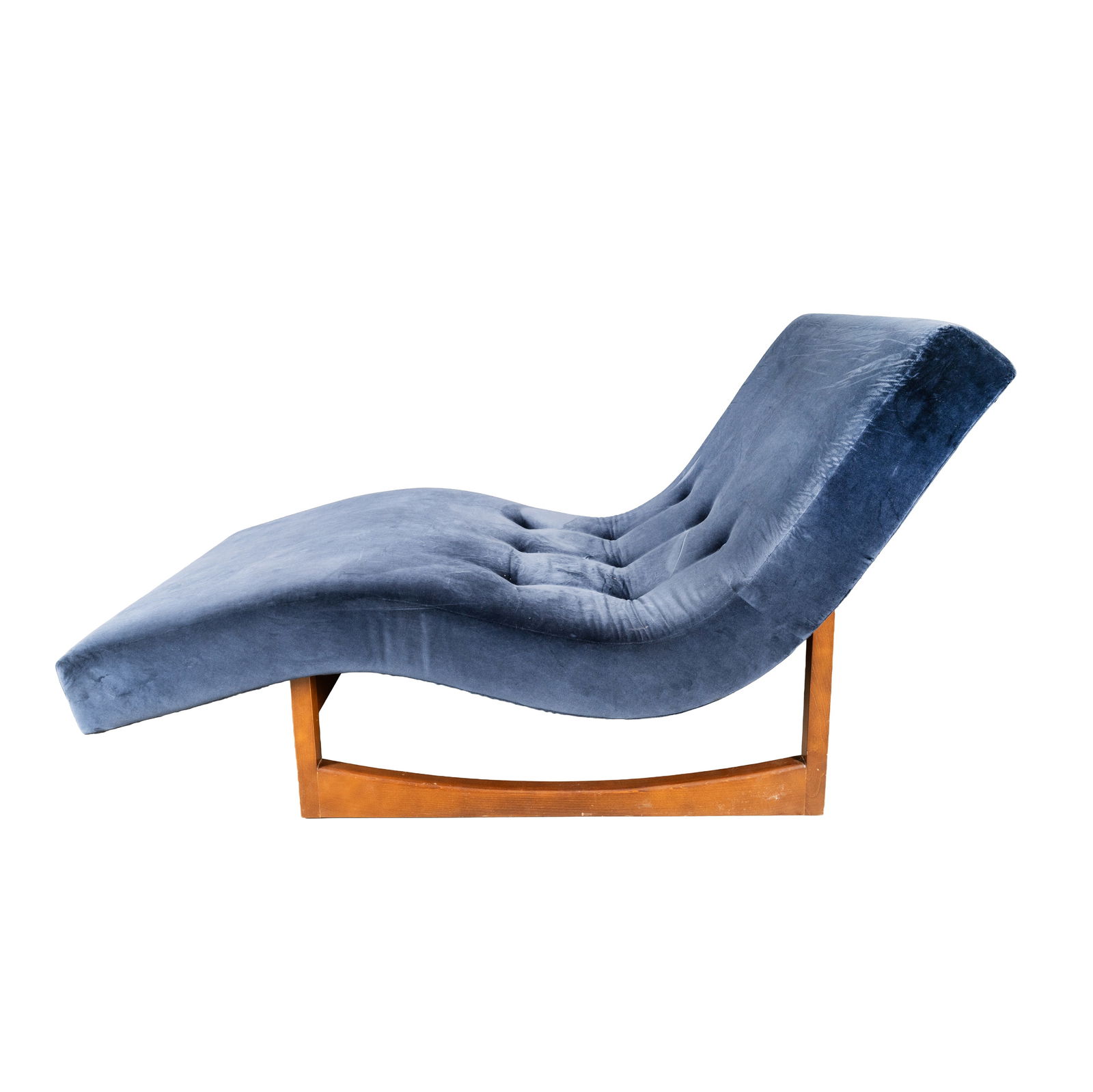 In the Manner of David Linley, Britain Chaise longue: In the Manner of David Linley, Britain Chaise longue Circa 2000s Blue velvet, walnut 85cm high x 85cm wide x 156cm long
