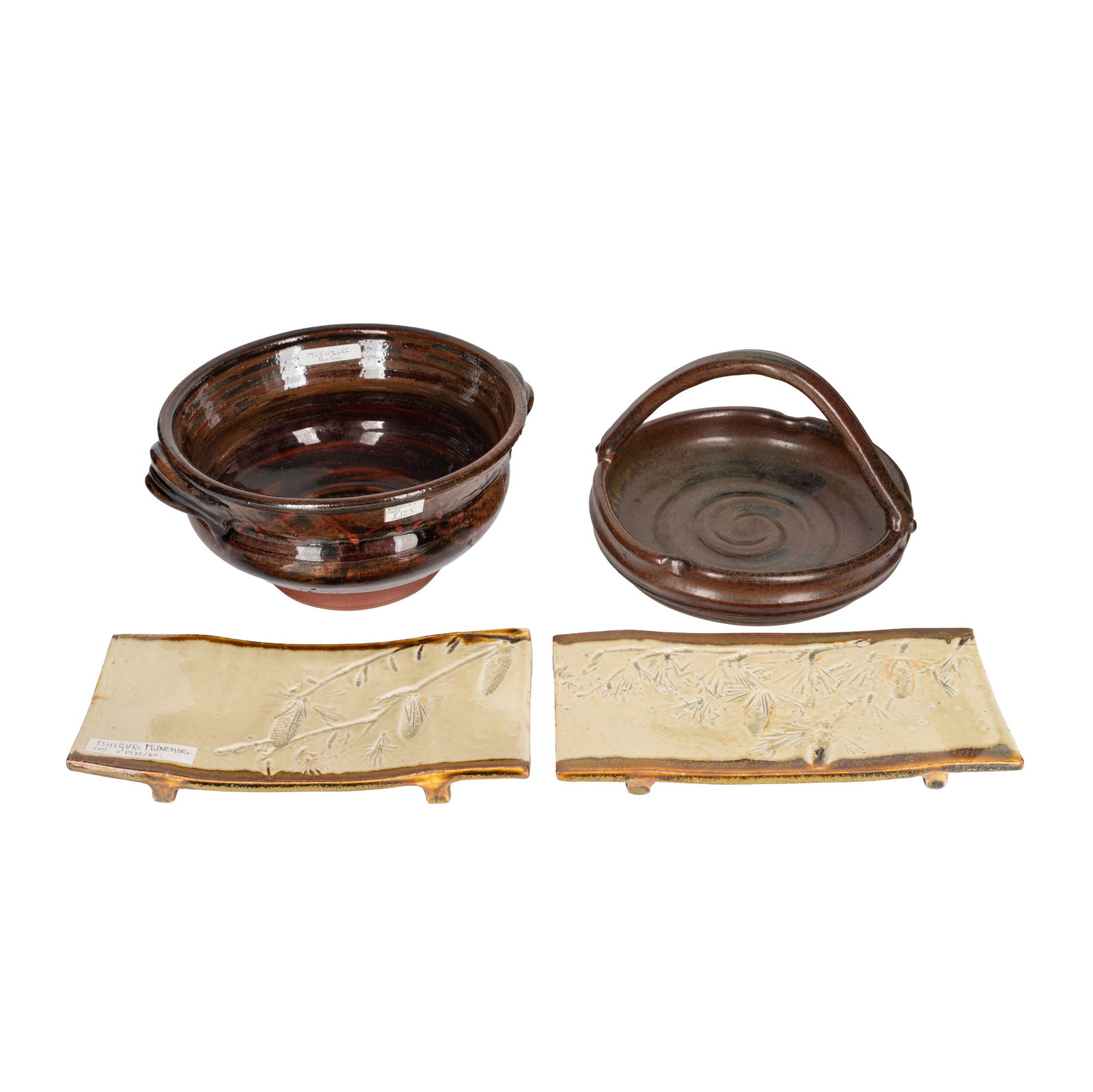 Japanese studio ceramics Four various items, possibly Mashiko (1 of 4)