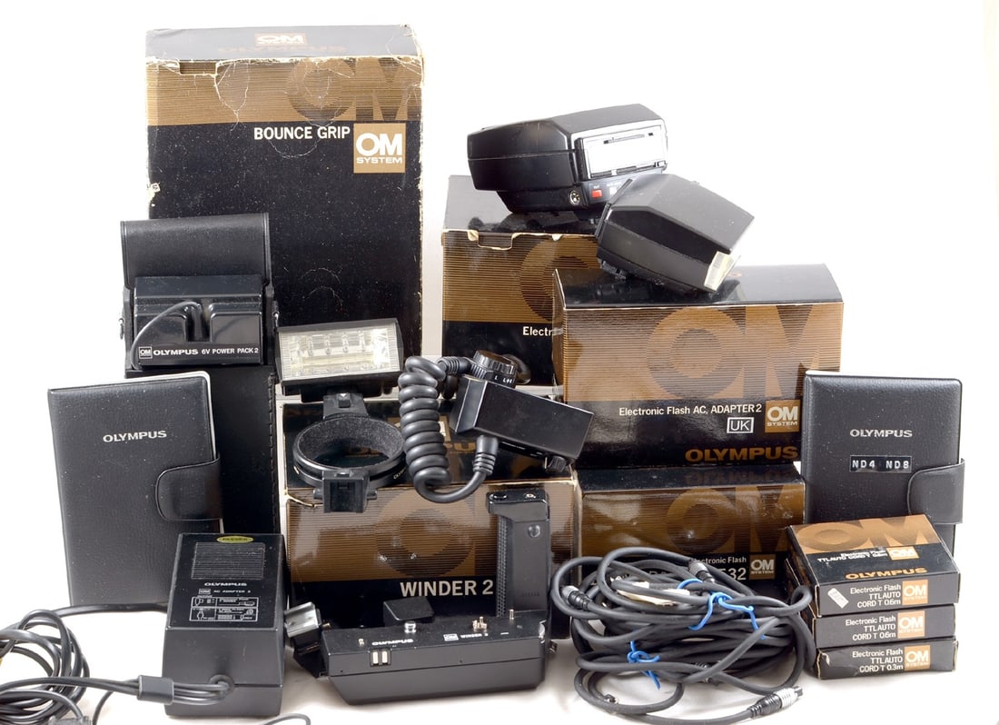Extensive Olympus OM Flash & Accessory Outfit. With mains adapters and battery pack. (1 of 3)