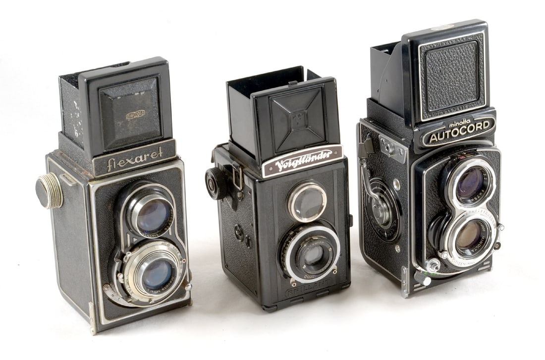 Minolta Autocord TLR Camera. Also a Meopta Flexaret and a Voigtlander Brilliant. - 2
