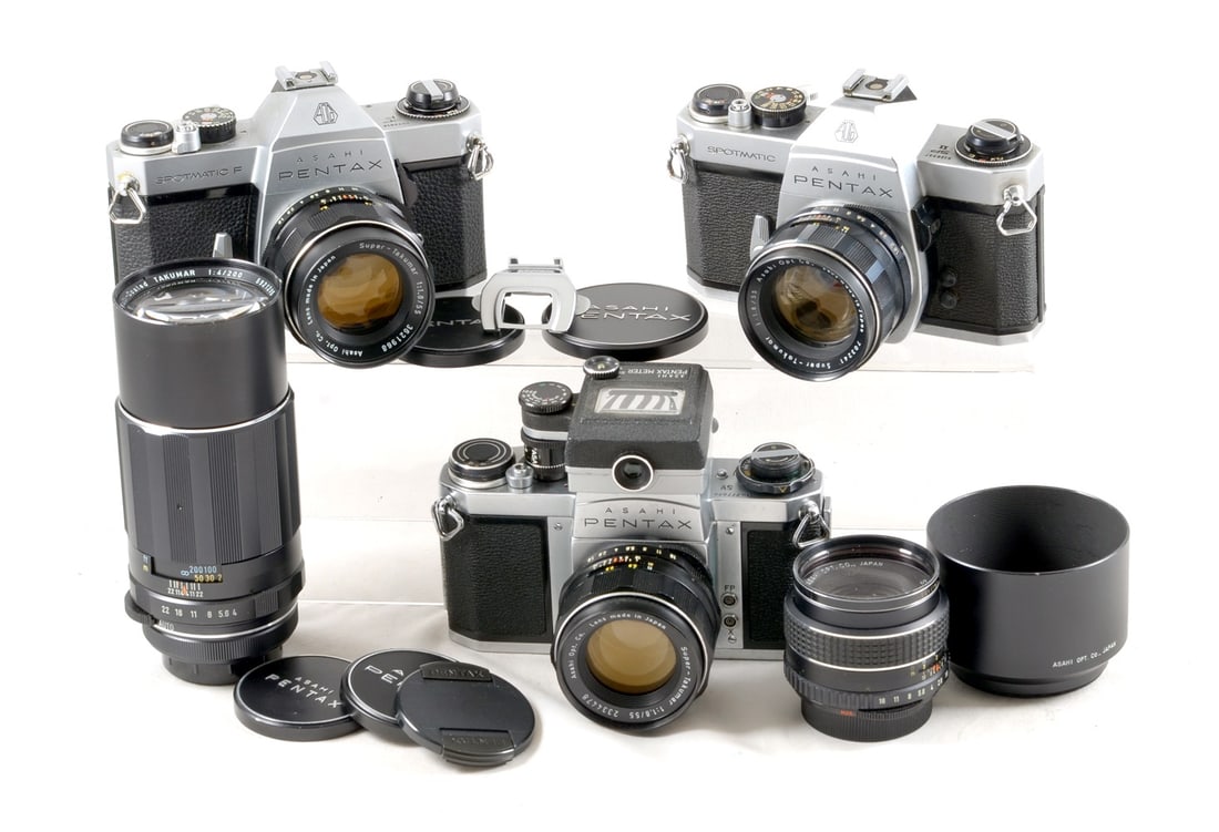 Pentax Spotmatic Cameras & Lenses. Inc SPII, SV cameras, plus Lenses. (1 of 2)