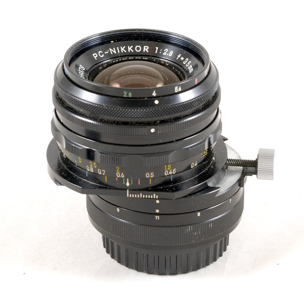 Early 35mm f2.8 PC-Nikkor Perspective Control Lens. With early caps. - 2