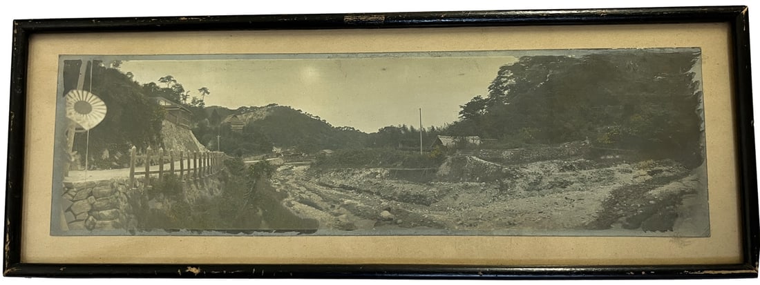 Pair of Oriental Panoramic Photographs. Hand coloured, locations unknown. - 6
