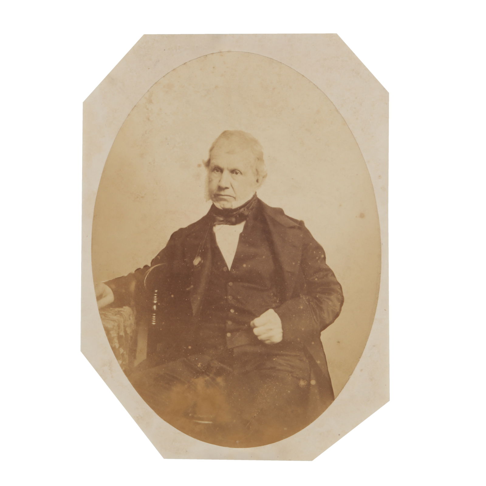 Photographer Unknown c.1860: Photographer Unknown c.1860 PORTRAIT OF COMPUTER PIONEER CHARLES BABBAGE (1791-1871) c.1860 Oval Albumen print, image size, 20 x 14cm, pasted down to thin album leaf