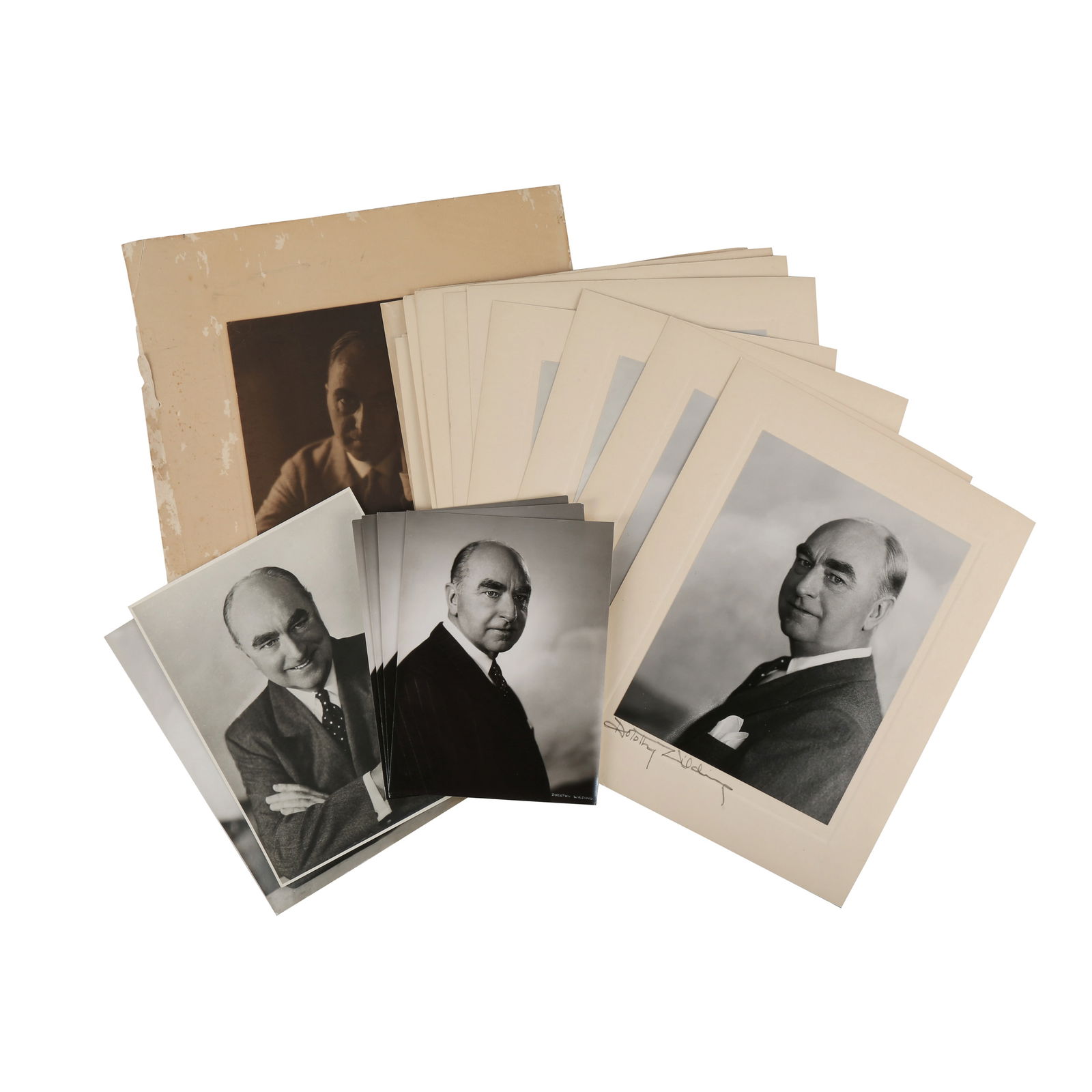 § Dorothy Wilding (1893-1976) A Fine Group of Portaits of US Diplomat Charles Ulrick Bay, c.195: § Dorothy Wilding (1893-1976) A Fine Group of Portaits of US Diplomat Charles Ulrick Bay, c.1950 Comprising five silver prints mounted to card, image size 24 x 18cm, card size 33 x 26.5cm,