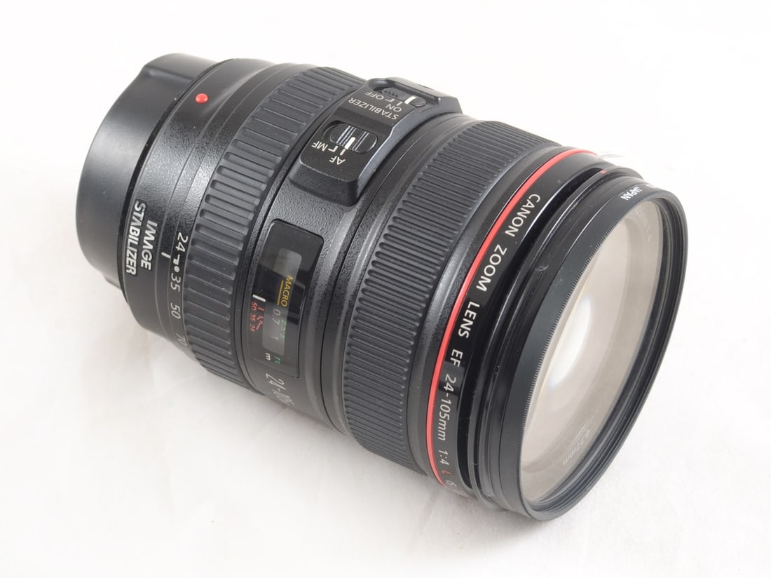 Canon EF 24-105mm f4 L IS Lens. With EW-83H hood and UV filter. - 2