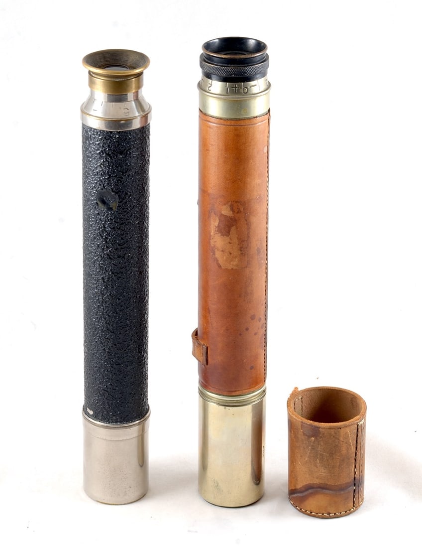 Ex-WD Ross and Ottway Telescopes. Both with Ex-WD wide arrow markings.: Ex-WD Ross and Ottway Telescopes. Both with Ex-WD wide arrow markings. Comprising Ex-WD Ross Single-draw Telescope Pattern 3738 and an Ottway & Co No43 single-draw #4901 telescope. Both with sign