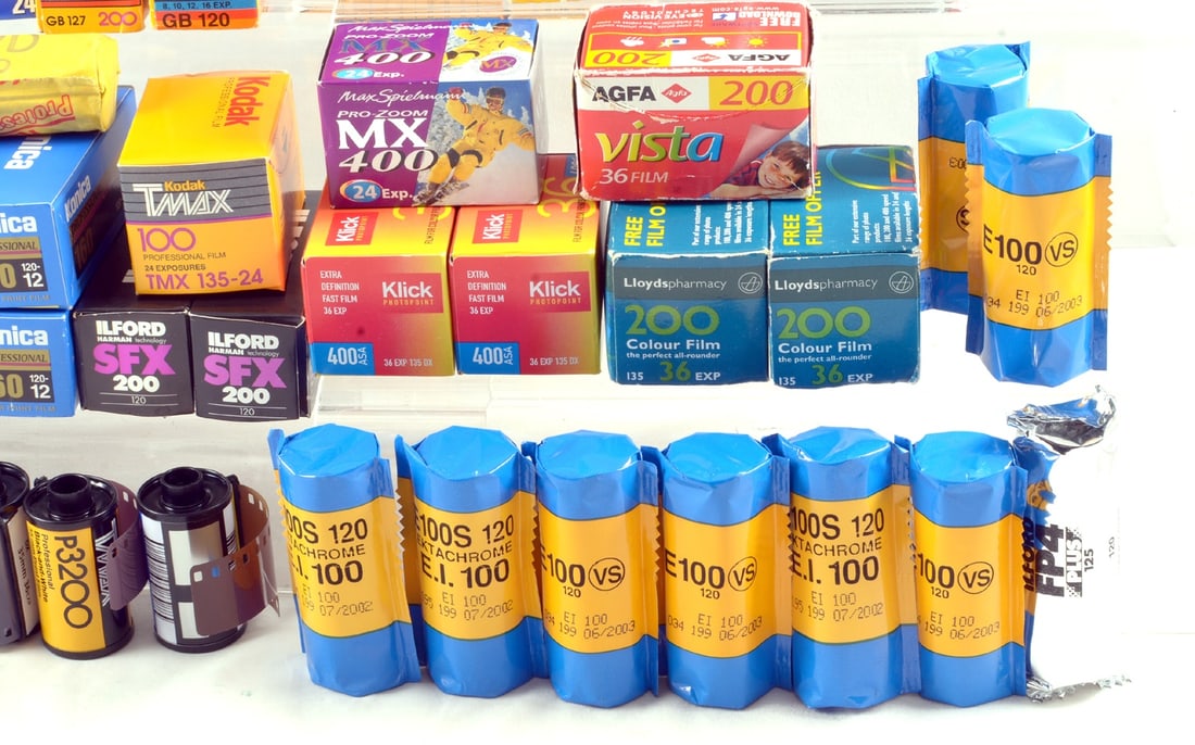 Around 50 Rolls of Outdated 35mm & 120 Roll Film. B&W, colour print and transparency film. - 2