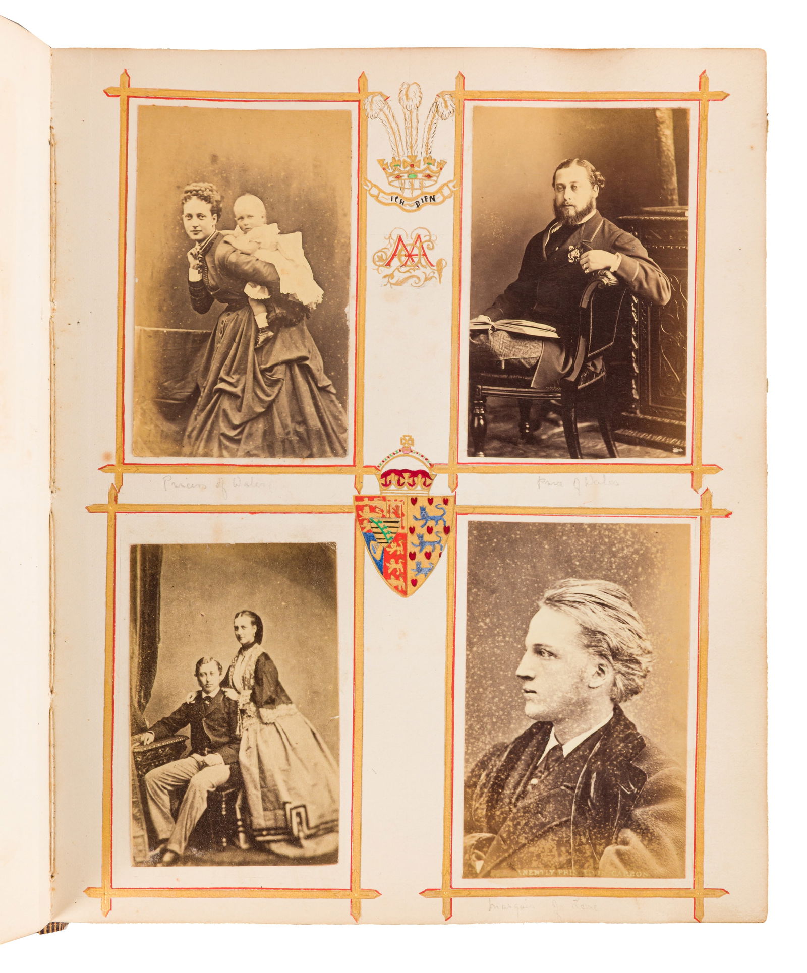 British History Interest, c.1860s-1800s: British History Interest, c.1860s-1800s A collection of albumen prints (75), image sizes 9 x 6cm (smallest) to 16 x 21.7cm (largest), compiled in a scrapbook with hand drawings and decorations, along