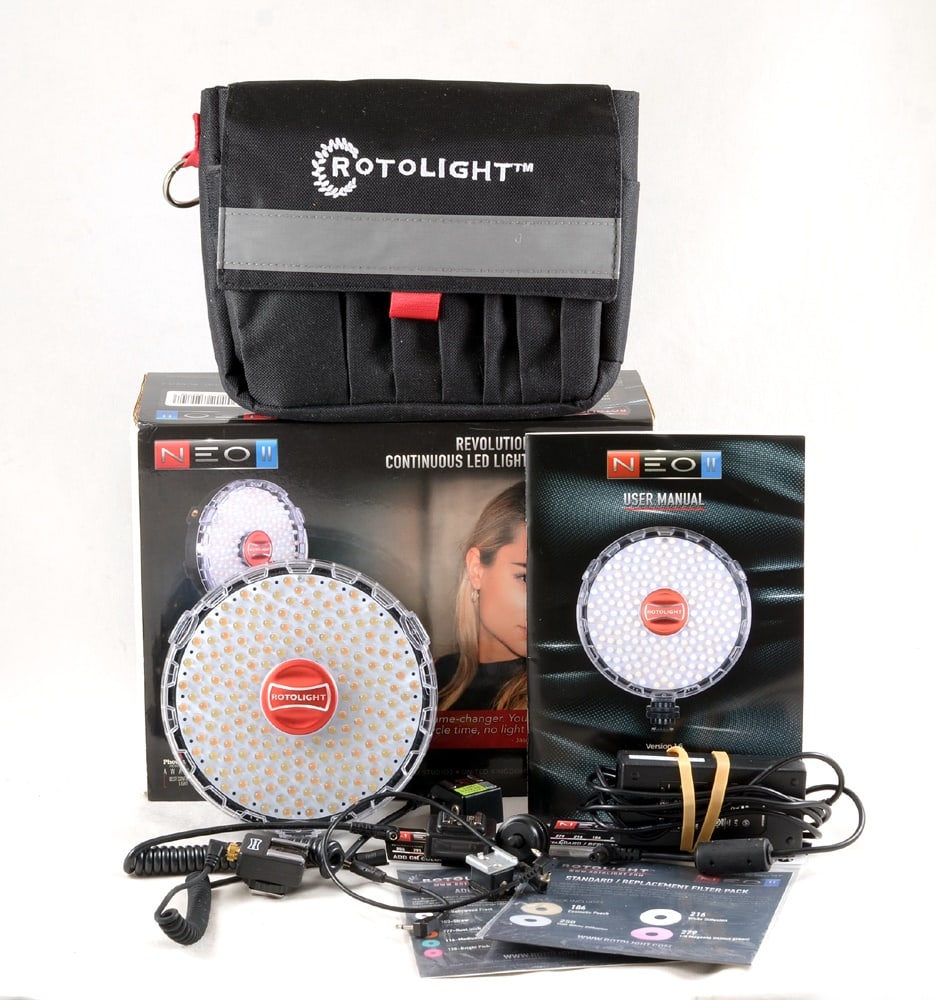 NEO2 Continuous LED Light, Battery & Mains Operation. Original RRP was £299.99.: NEO2 Continuous LED Light, Battery & Mains Operation. Original RRP was £299.99. In full working order with protective pouch, instructions, various leads and adapters etc. Also doubles a