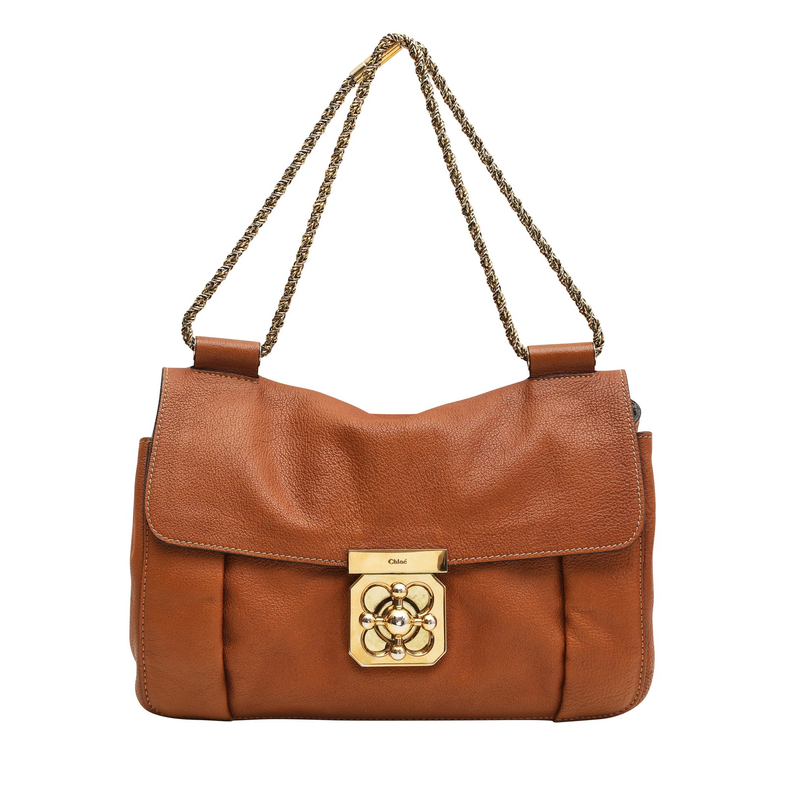 Chloe Tan Medium Elsie Shoulder Bag: Chloe Tan Medium Elsie Shoulder Bag grained leather, gold tone hardware 27 w x 15 h x 10 d cm Serial code (03105Z), 2010 Includes authenticity card and dustbag Grade C Please log in to Chiswick