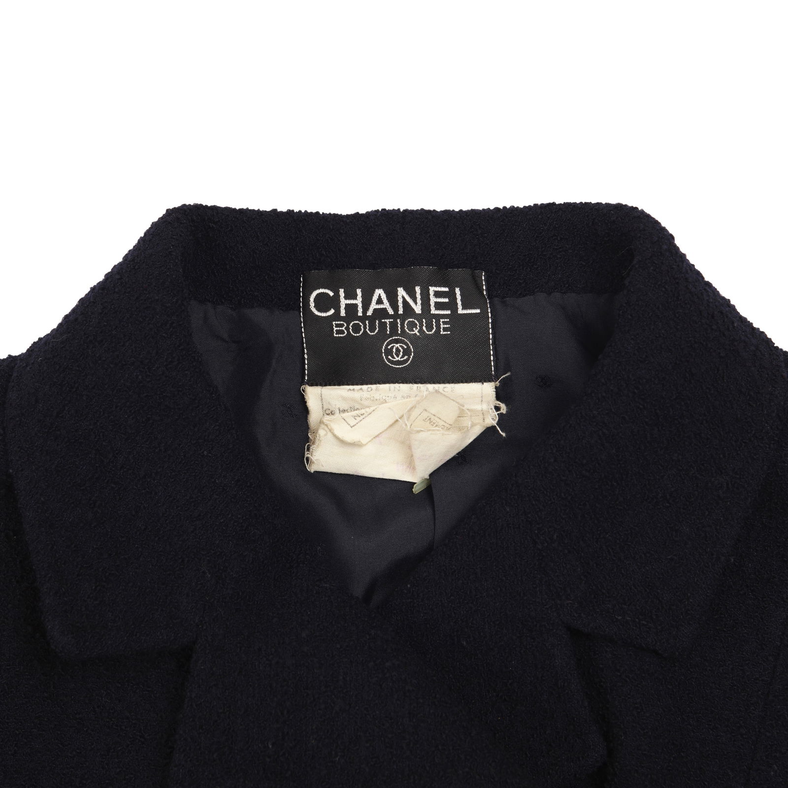 Chanel Midnight Blue Wool Boucle Pea Coat - Size 44 - 3