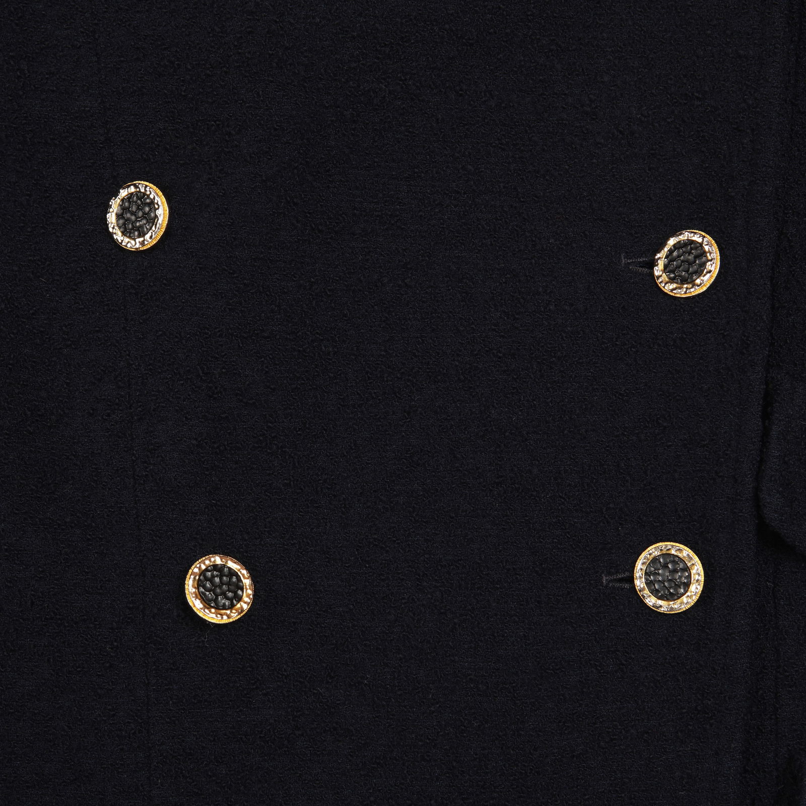 Chanel Midnight Blue Wool Boucle Pea Coat - Size 44 - 4