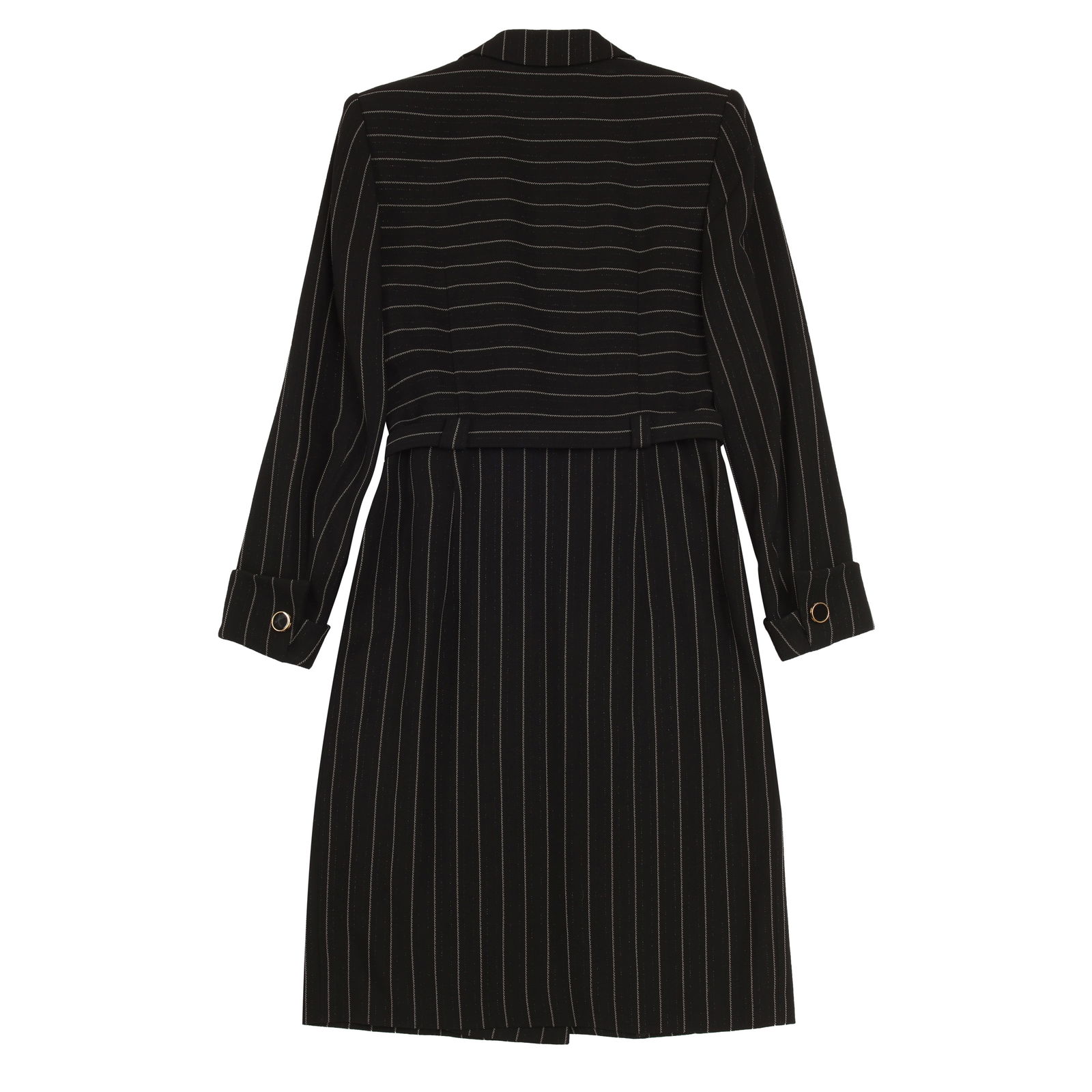 Escada Black Wool Pinstripe Blazer Dress - Size 36 - 2