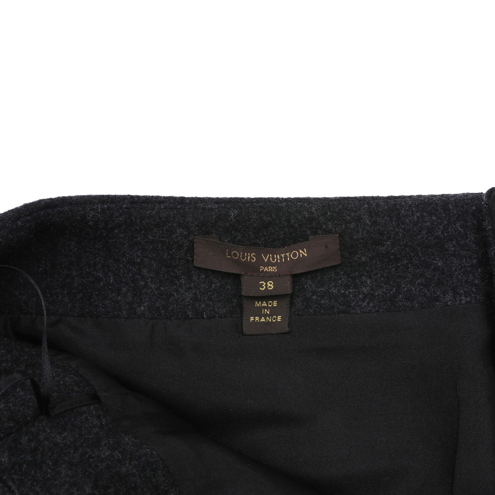 Louis Vuitton Grey Wool A Line Skirt - Size 38 - 3
