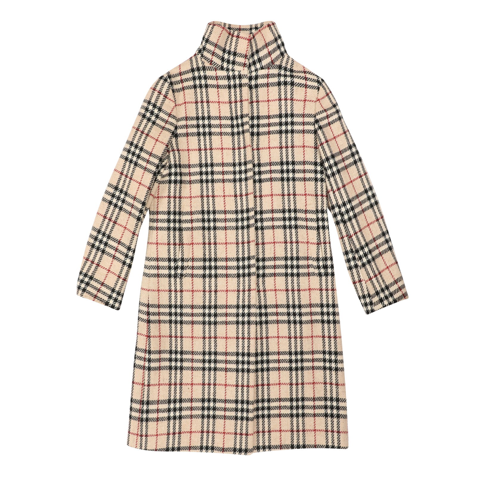 Burberry Beige Wool House Check Coat and Bag - Size 10 - 2