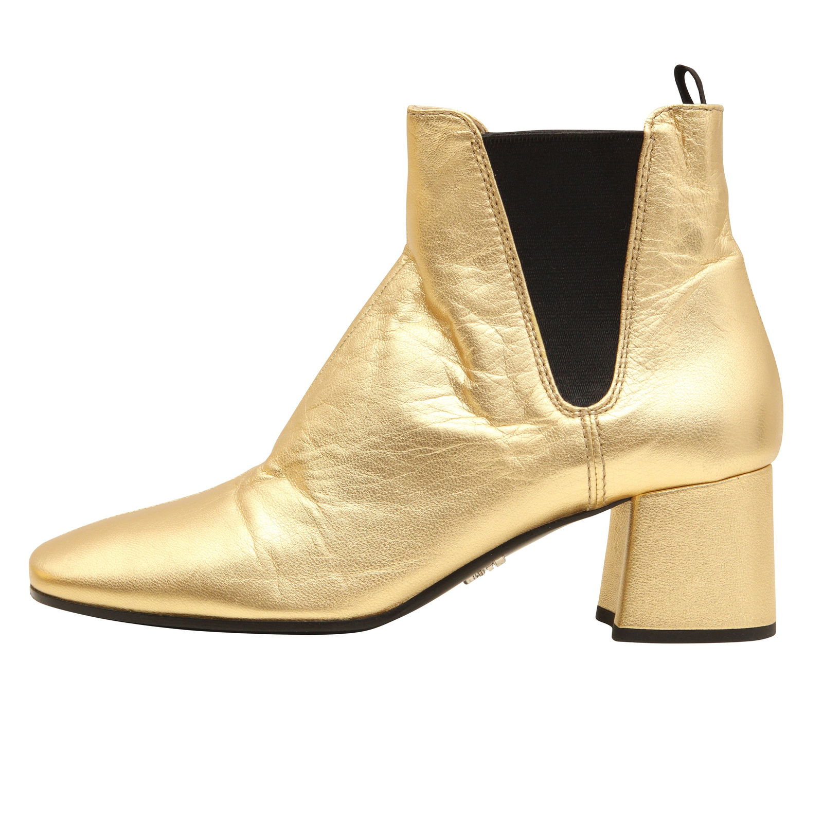 Prada Metallic Gold Block Heel Ankle Boot - Size 37 - 3