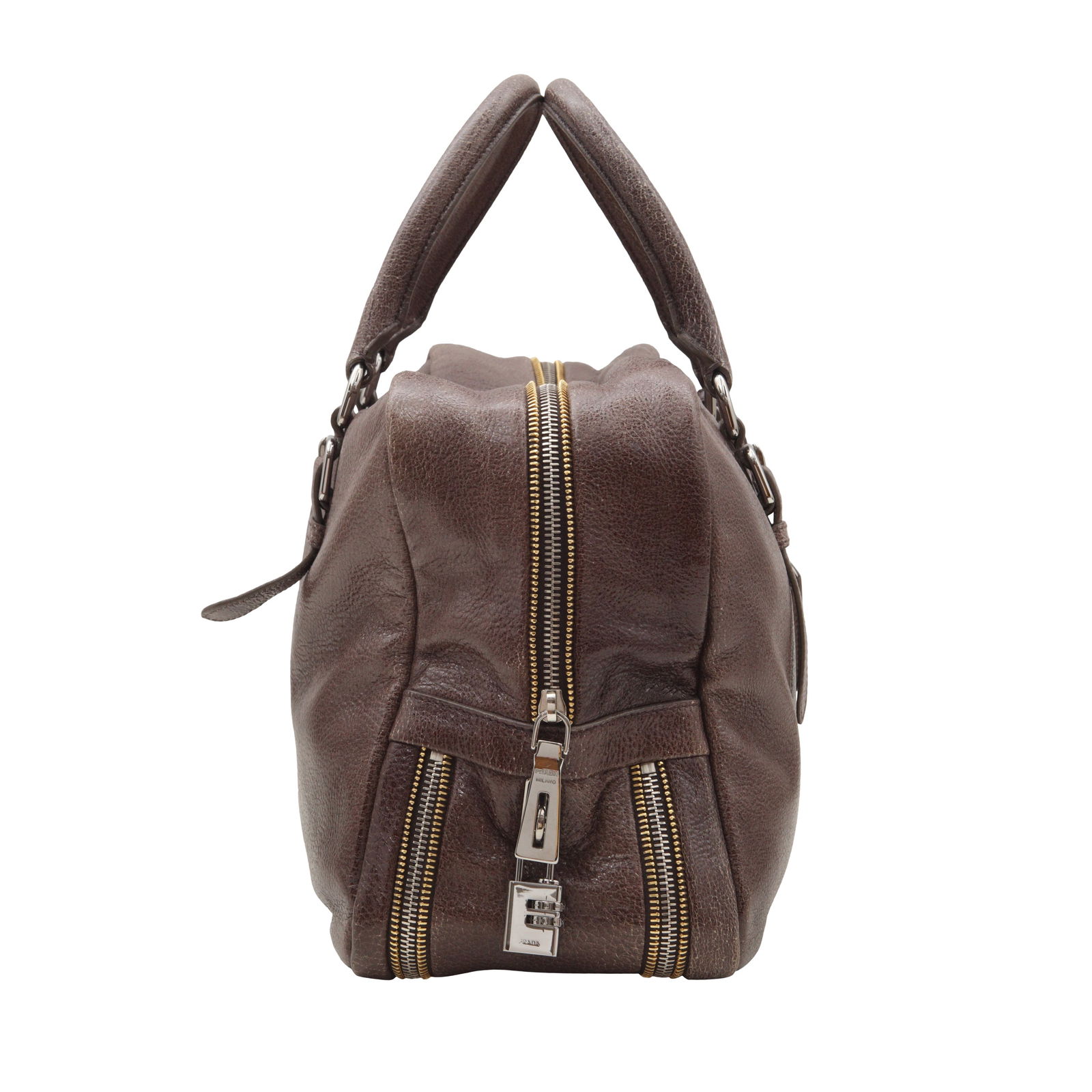 Prada Metallic Brown Vernice Two Way Tote - 4