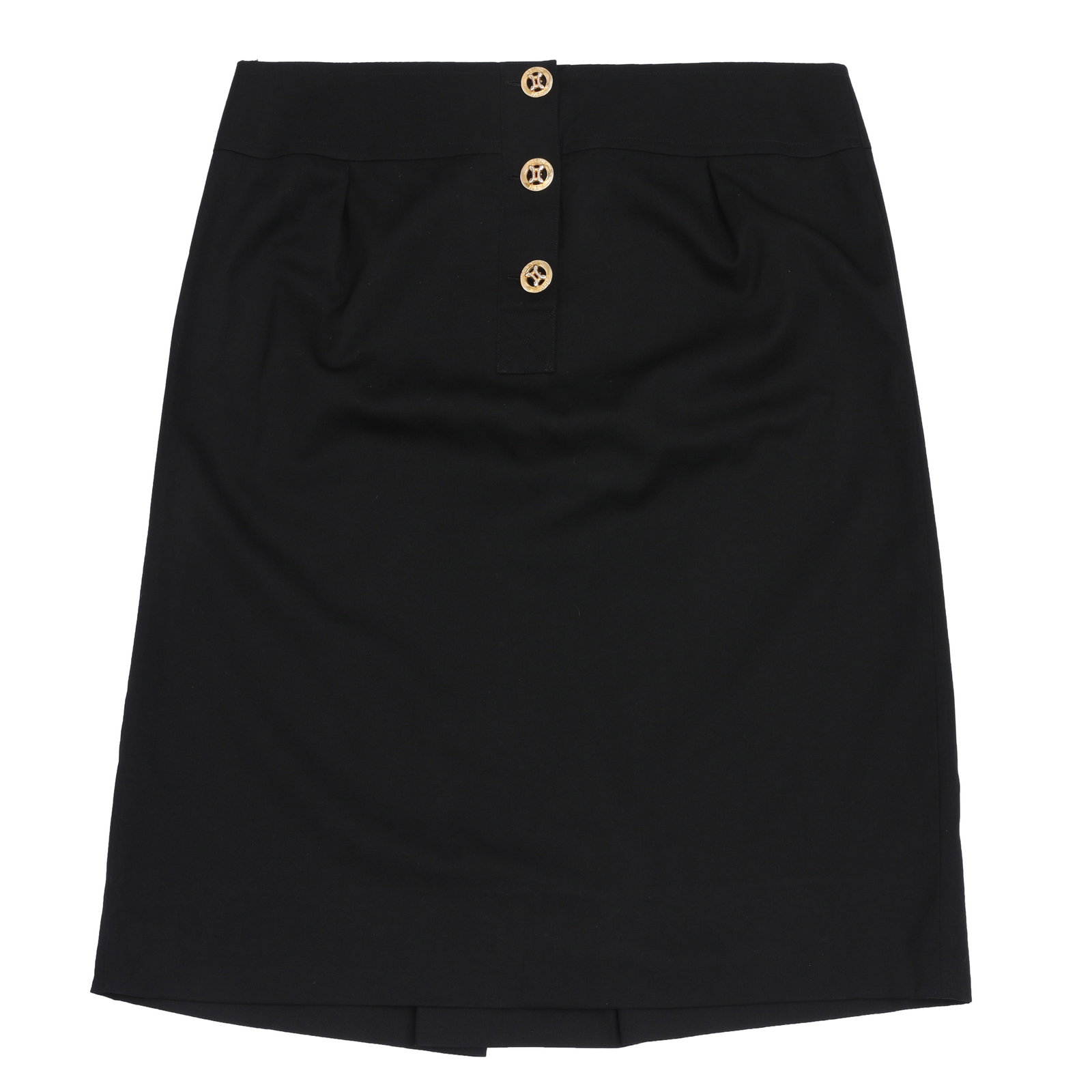 Celine Black Wool Triomphe A Line Skirt - Size 48 - 2