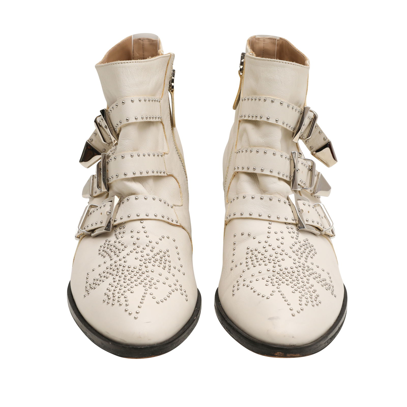 Chloe Ivory Studded Susanna Ankle Boot - Size 41 - 2