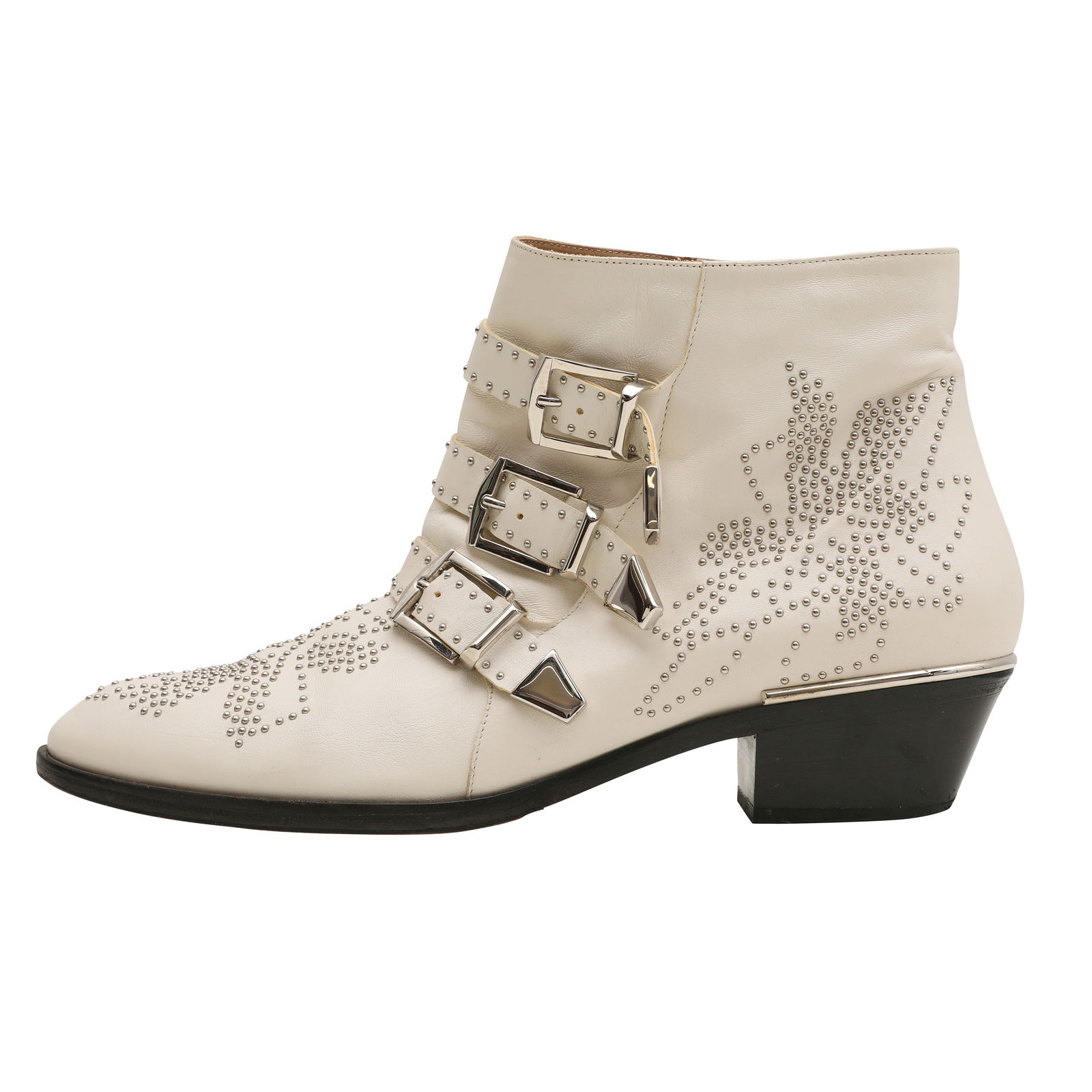 Chloe Ivory Studded Susanna Ankle Boot - Size 41 - 3