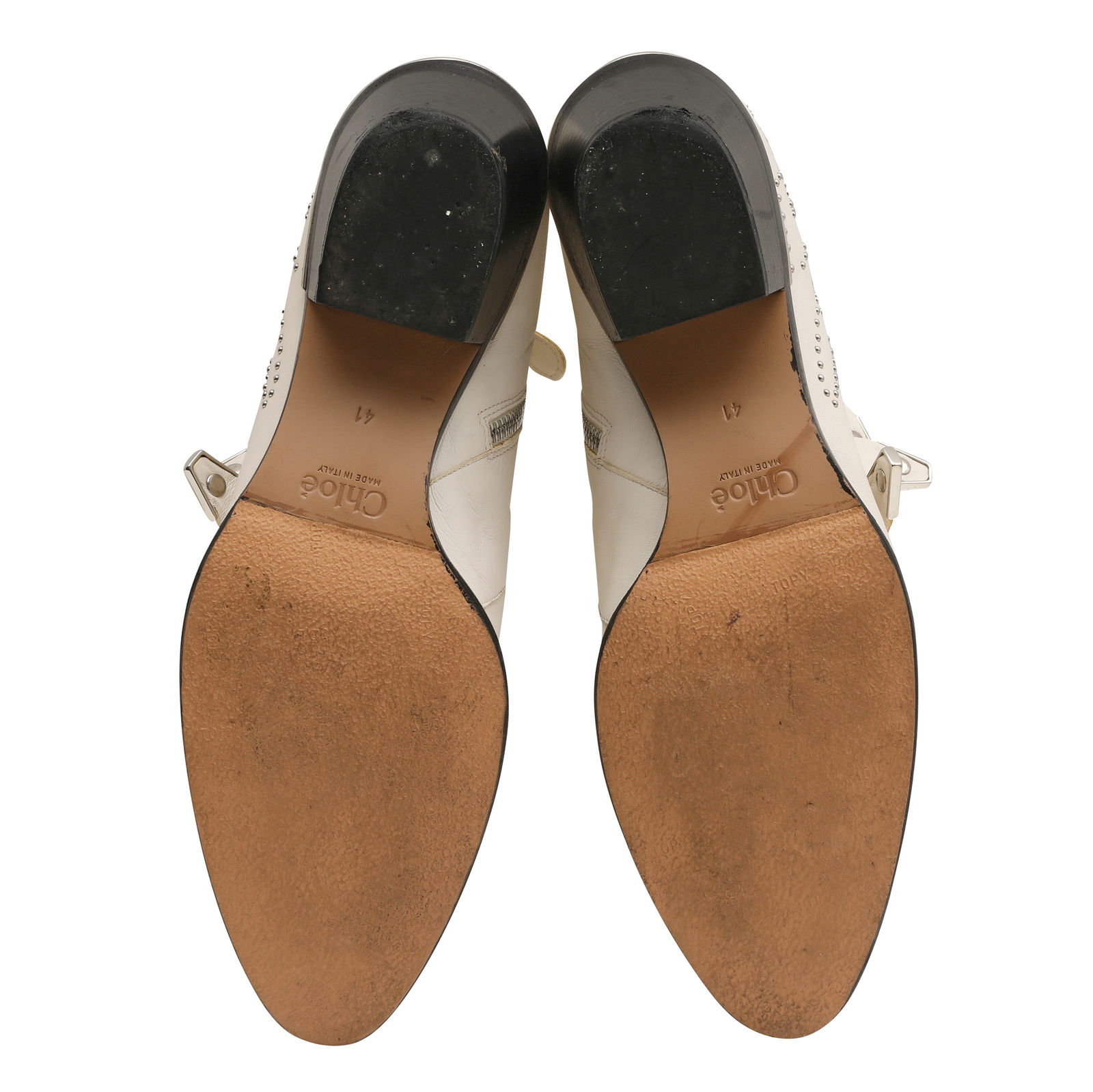 Chloe Ivory Studded Susanna Ankle Boot - Size 41 - 4