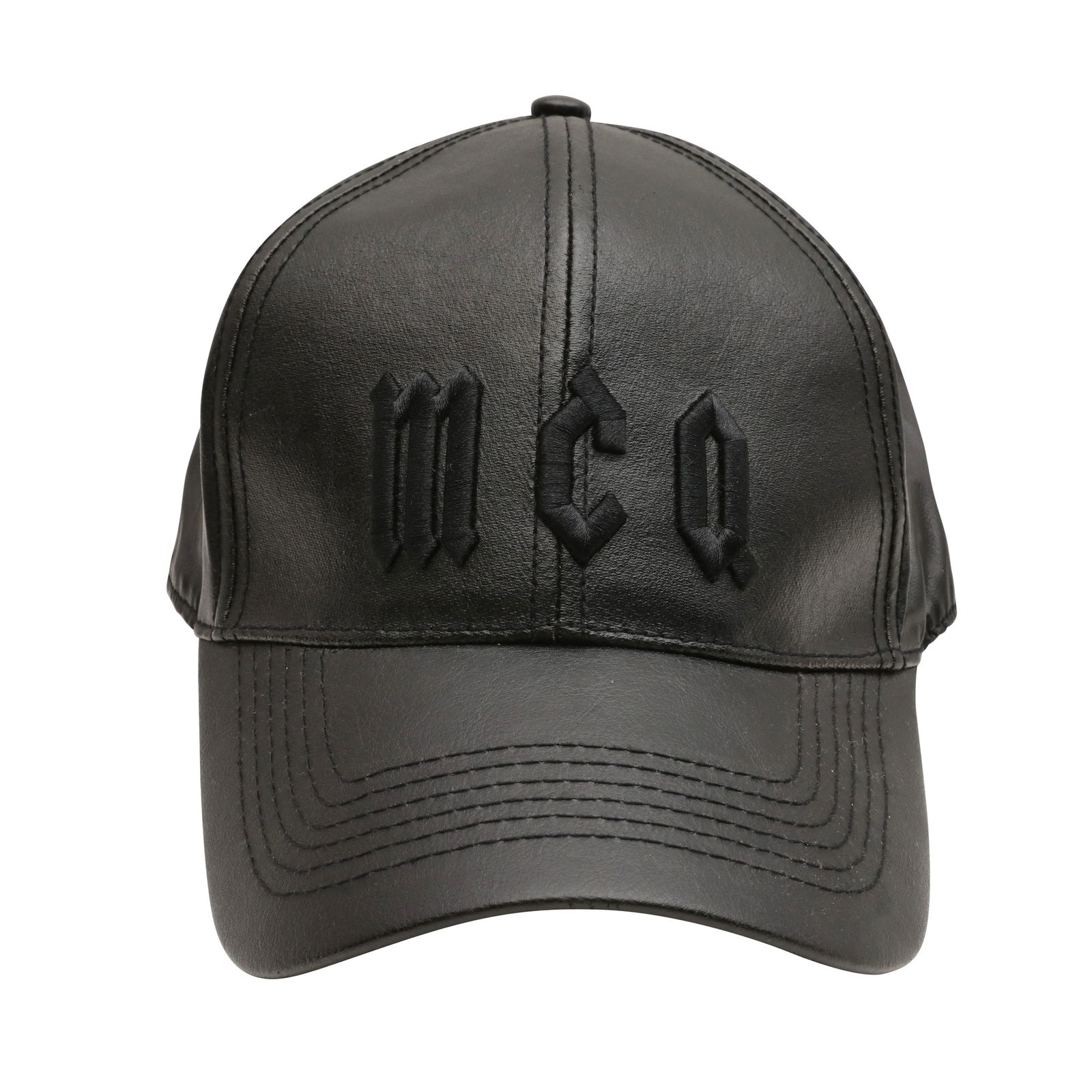 McQueen Black Logo Baseball Hat: McQueen Black Logo Baseball Hat coated canvas, 'MCQ' embroidered logo 57cm circumference Grade B+ Please log in to Chiswick Live account to view condition report 