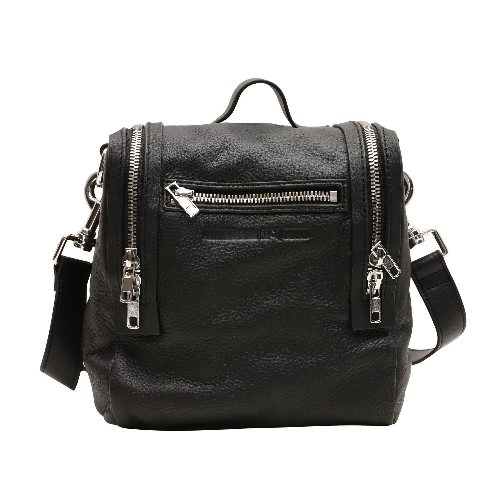 McQueen Black Convertible Box Bag: McQueen Black Convertible Box Bag grained leather, silver tone hardware 18 w x 20 h x 11 d cm Includes detachable straps and dustbag Grade A+ Please log in to Chiswick Live account to view